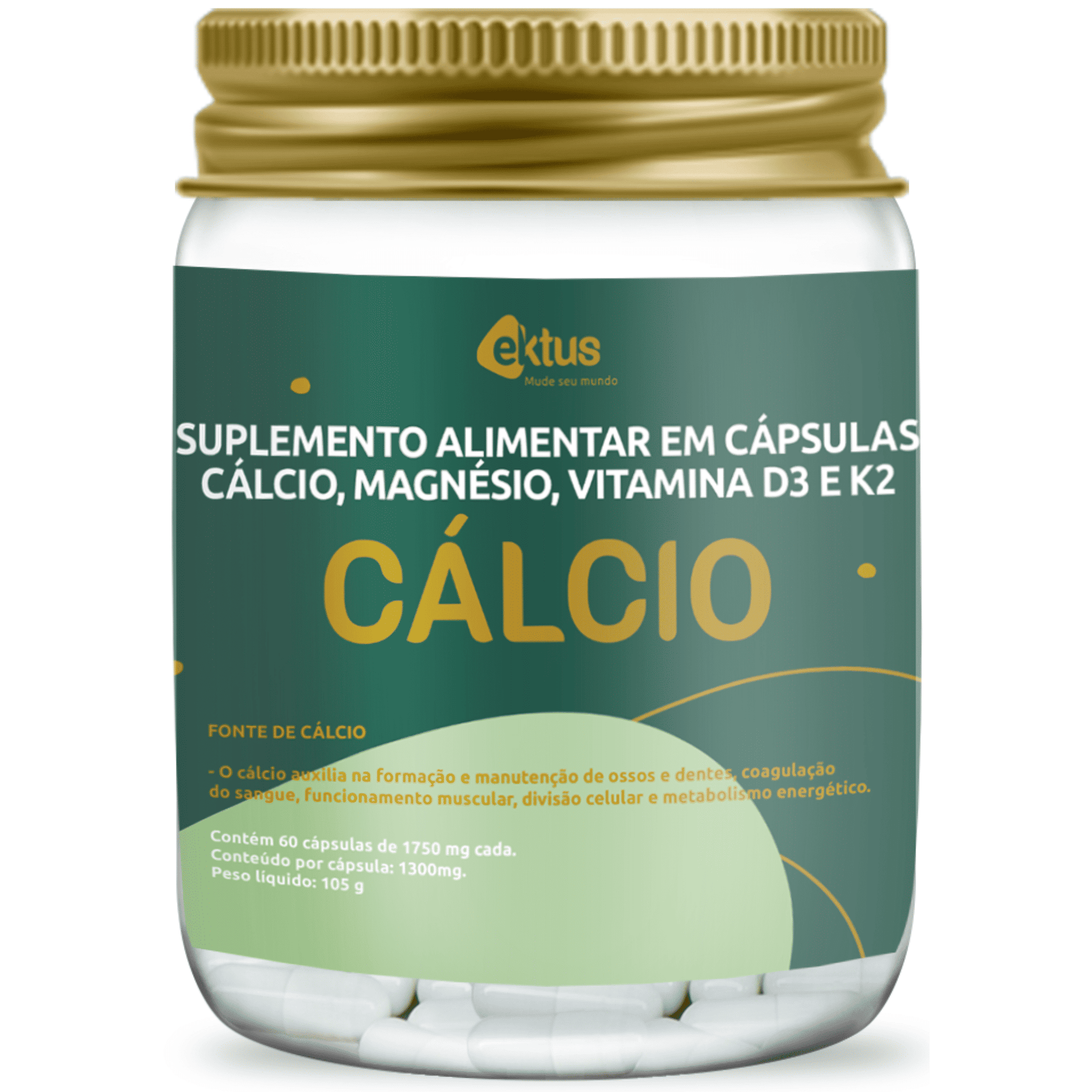 Cálcio Ektus – 60 cápsulas de 1750mg