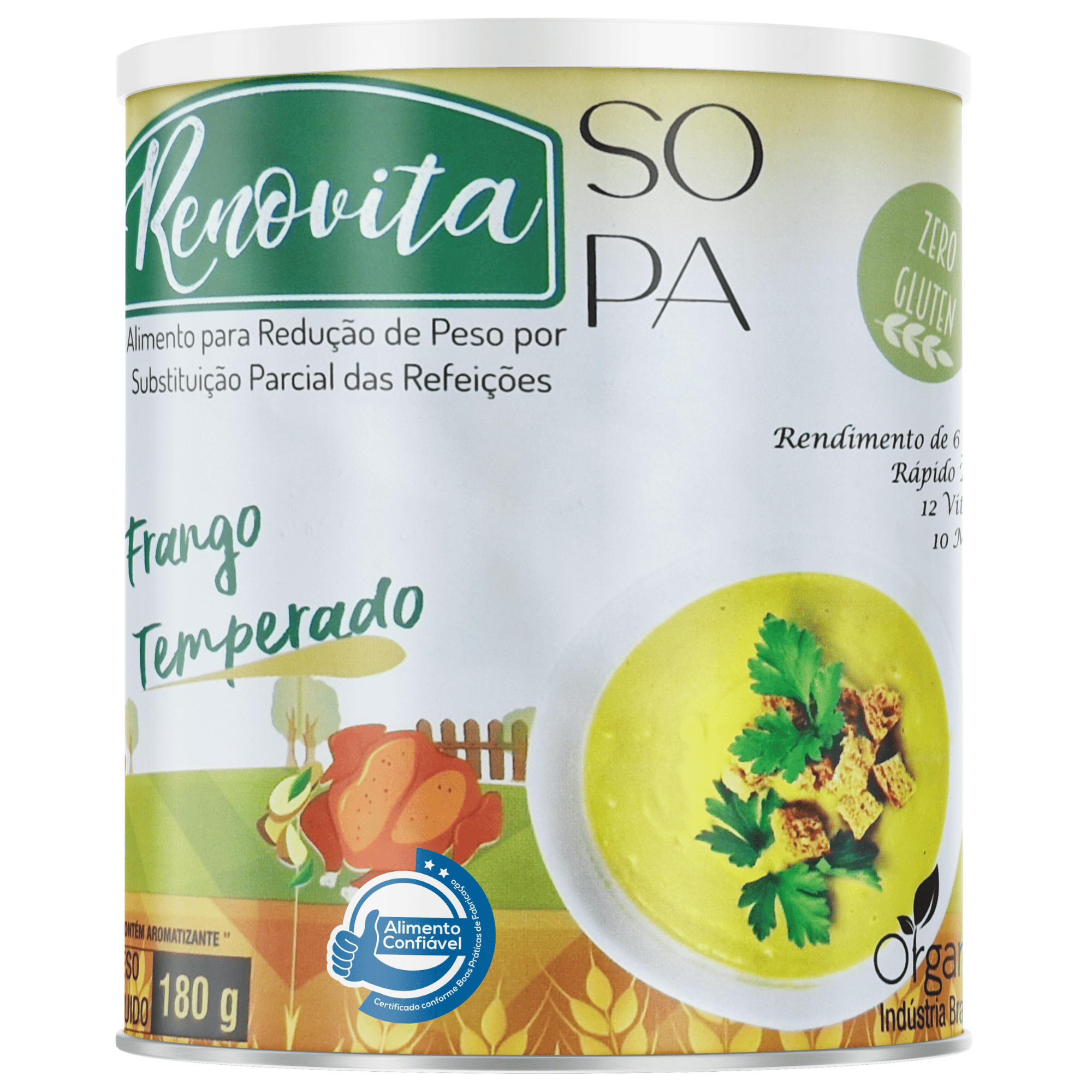 Renovita Sopa Frango Temperado – 180g Sopa Proteica com Sabor Caseiro