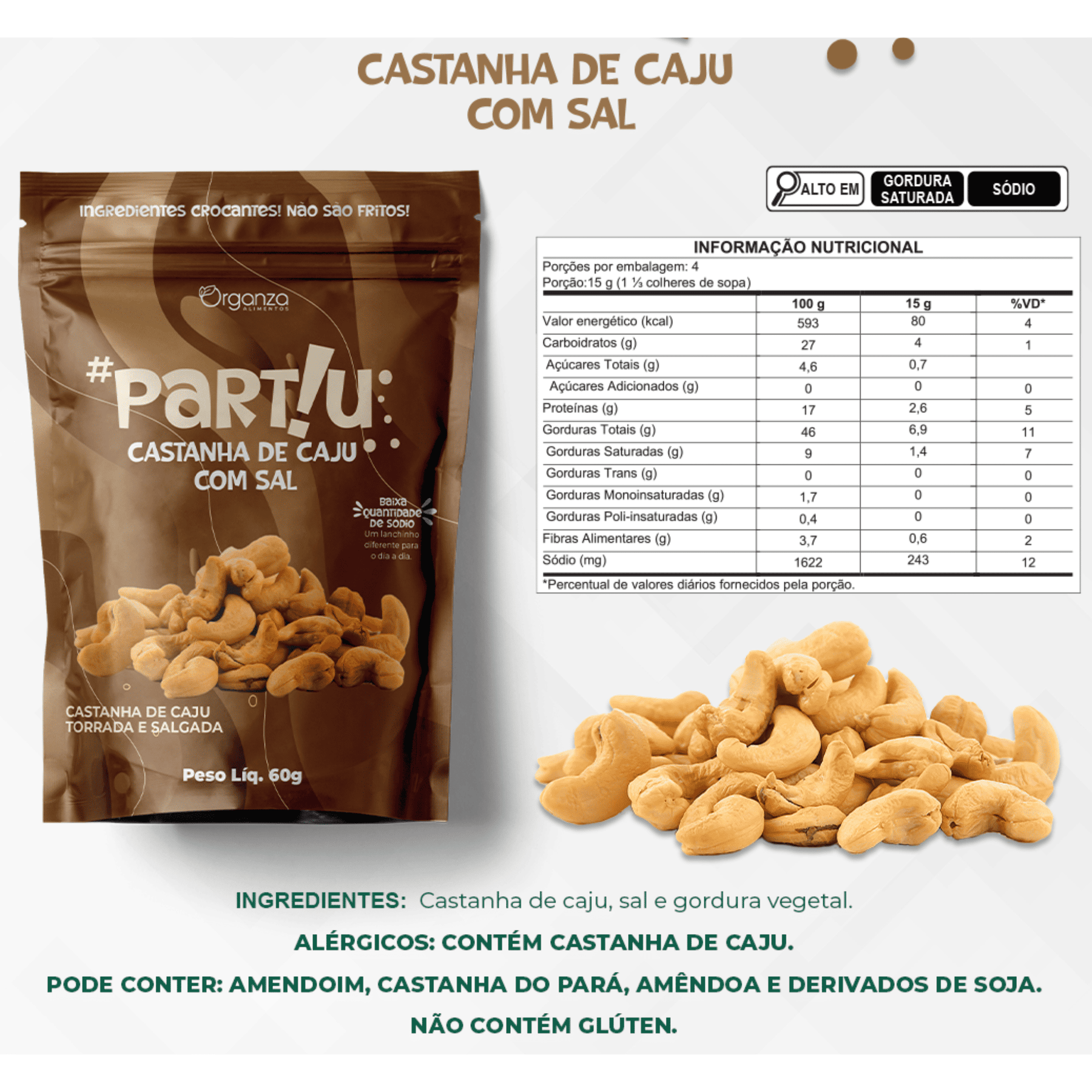 Castanha de Caju com Sal Partiu - 60gr
