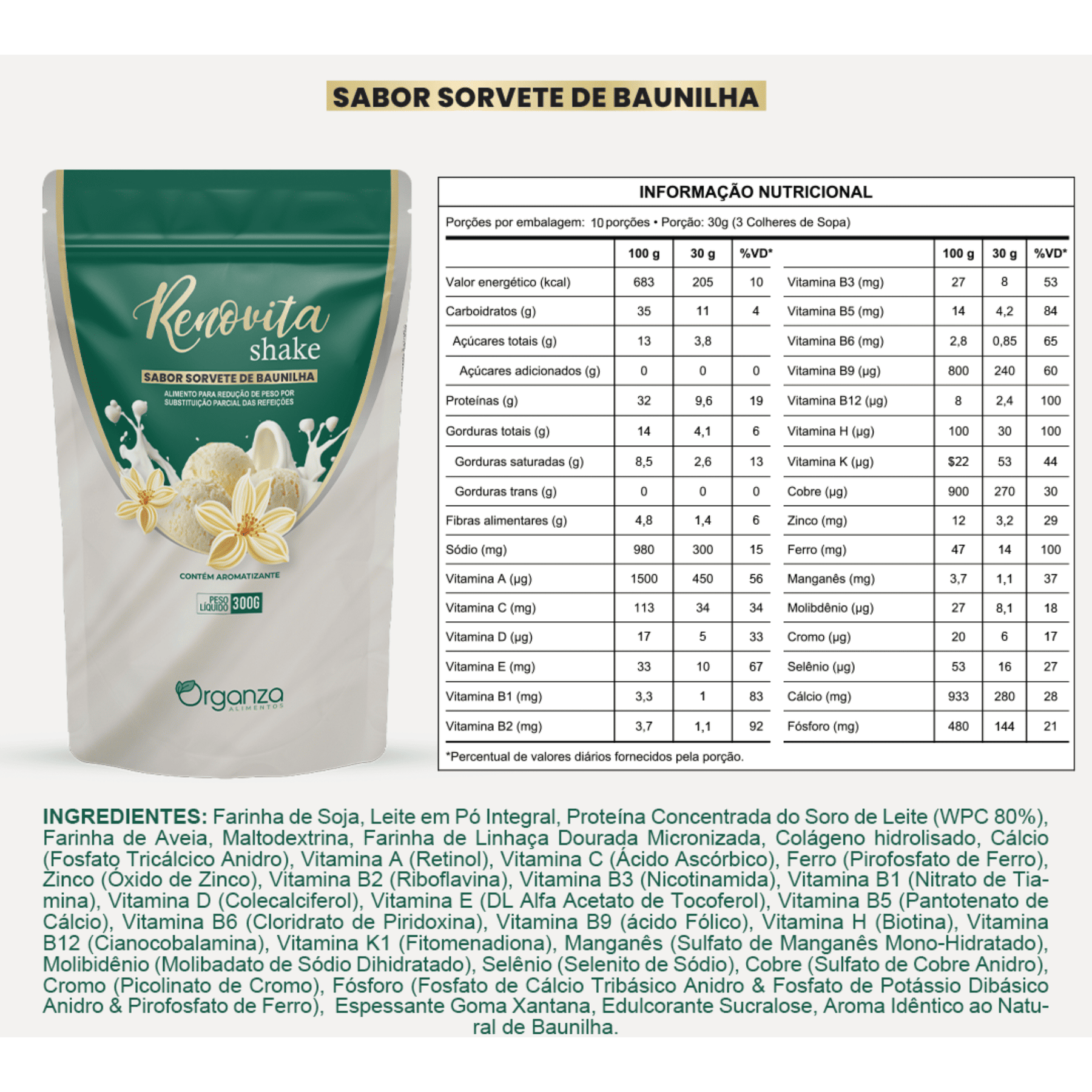 Renovita Shake Baunilha - 300gr