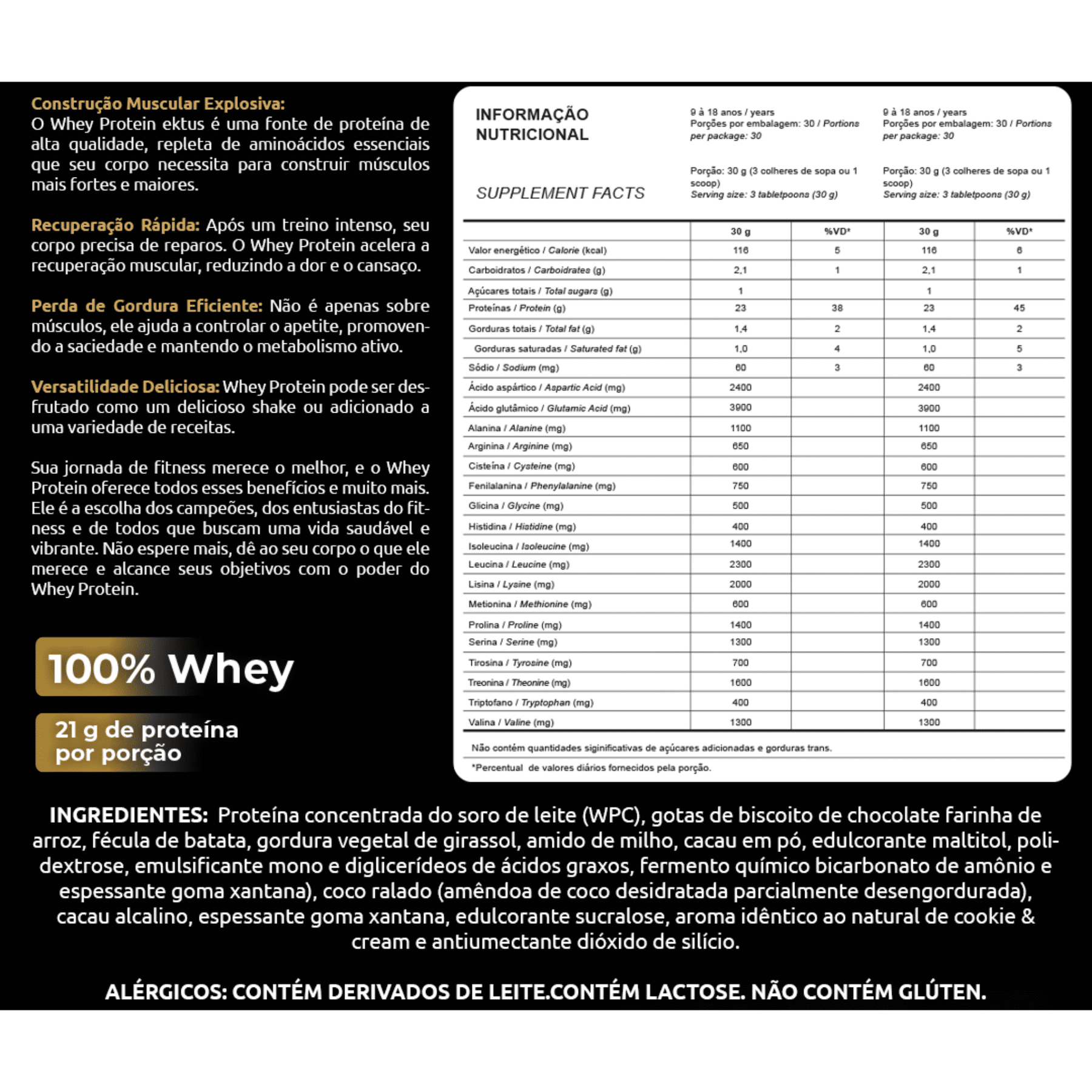 Whey Protein Cookies & Cream – 900gr