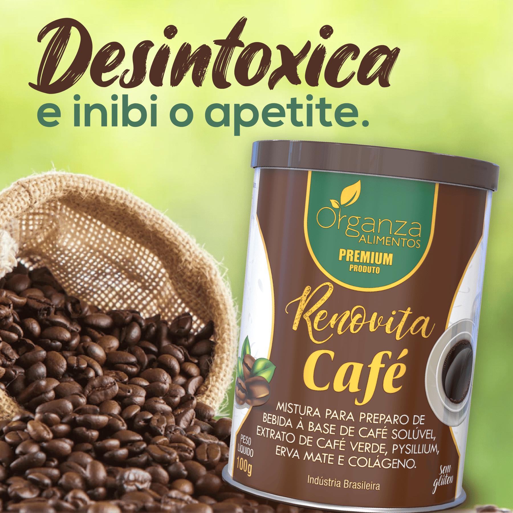 Renovita Café 100gr– Café Solúvel com Psyllium, Erva-Mate e Colágeno