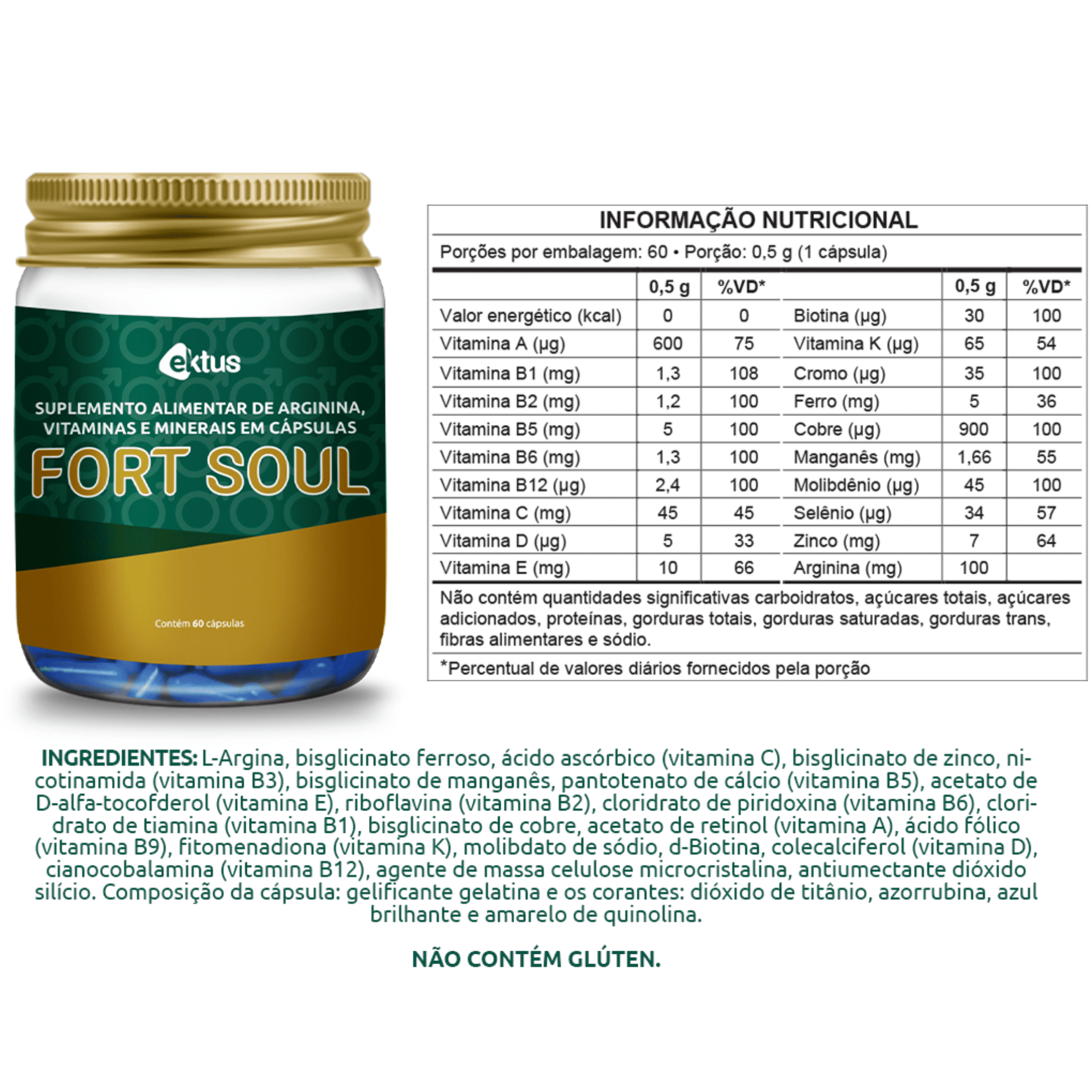 Fort Soul 60 Cápsulas – Suplemento com Nutrientes para Bem-Estar Geral