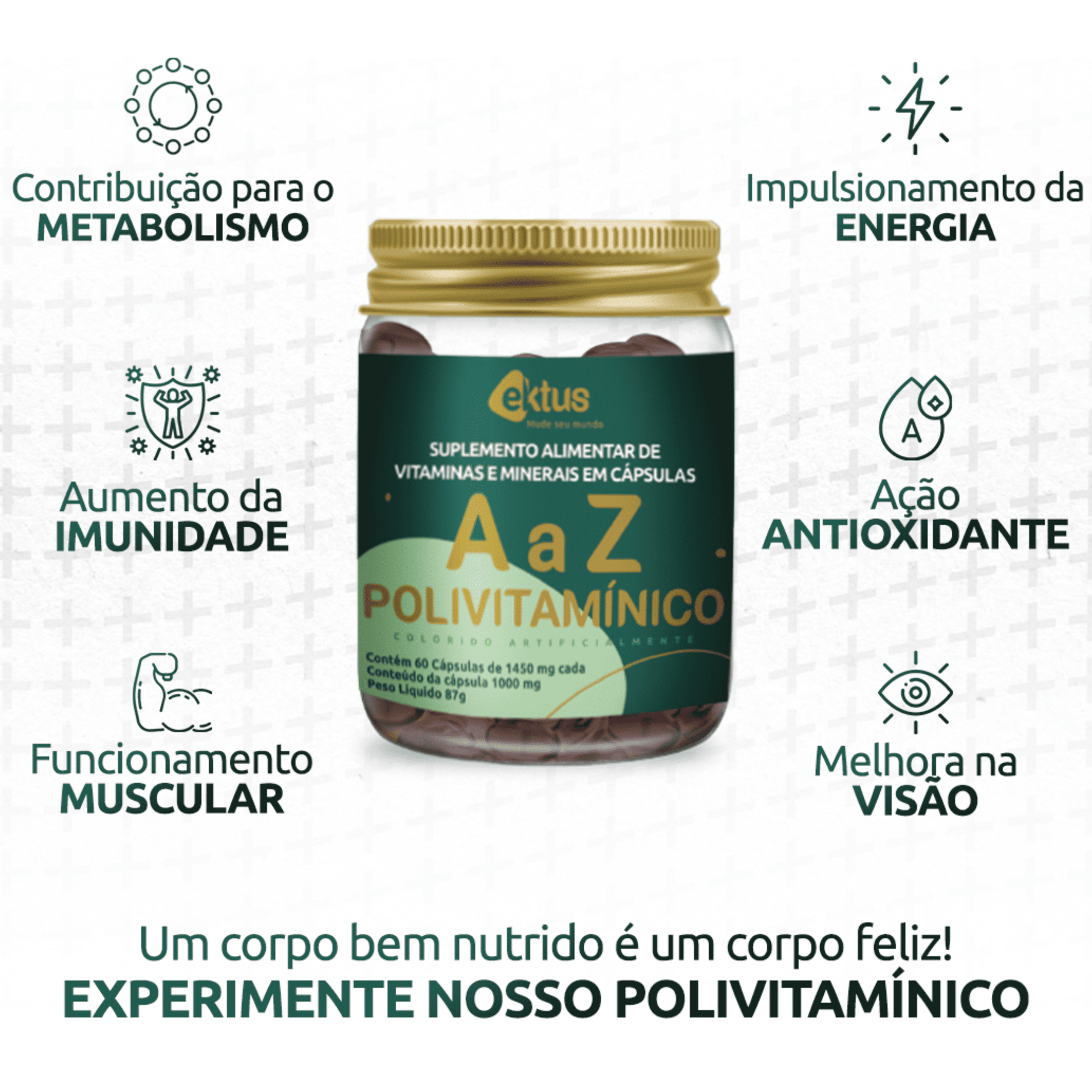 A a Z Polivitamínico Ektus - 60 cápsulas