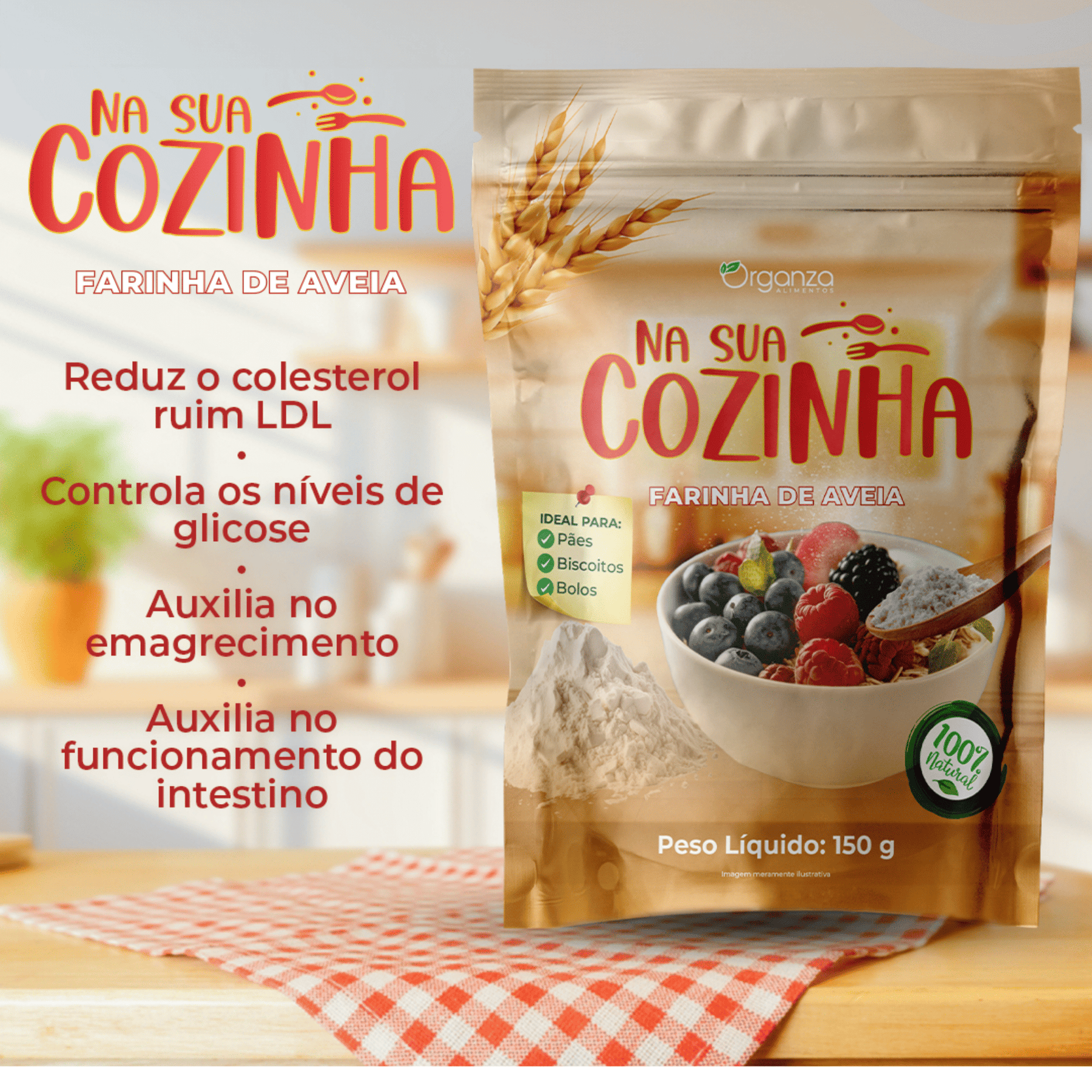Farinha de Aveia 150gr - ORGANZA