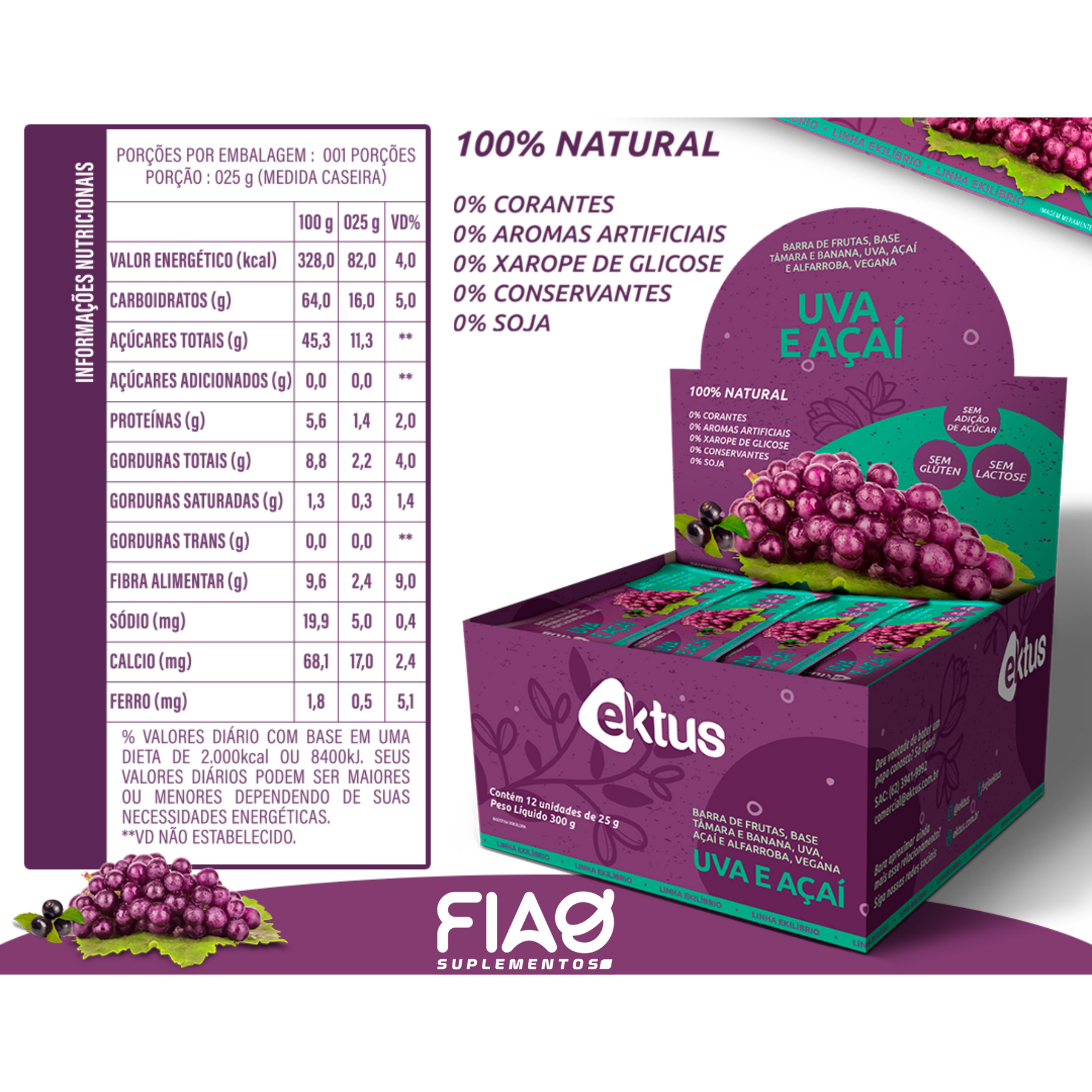 Barrinhas de Frutas Naturais Ektus – 3 Sabores