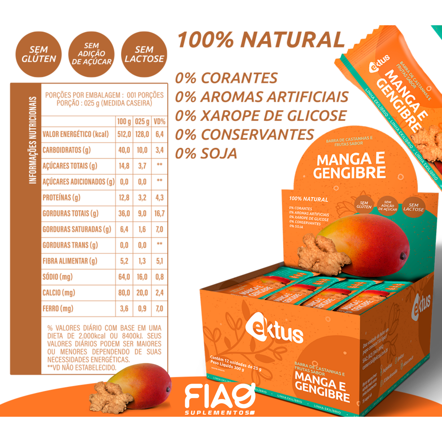 Barrinhas de Frutas Naturais Ektus – 3 Sabores