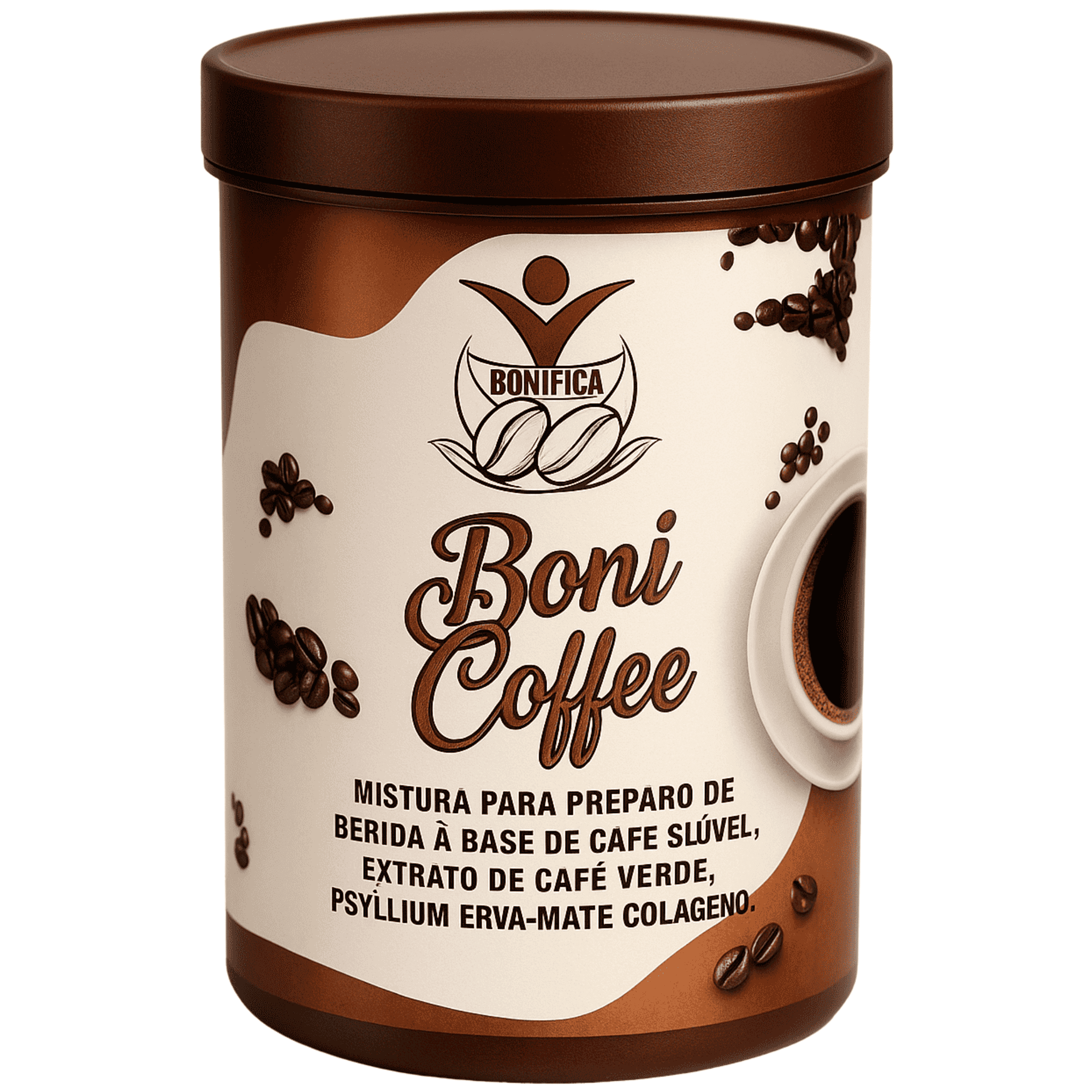 Boni Coffee – Bonifica | Café Solúvel + Ativos Funcionais (Erva-Mate, Psyllium, Colágeno) – 130g