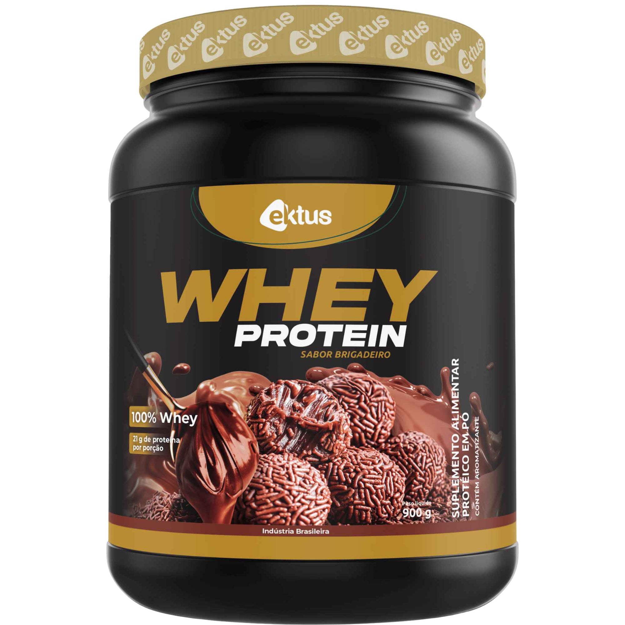 Whey Protein Sabor Brigadeiro Ektus – 900 g – Proteína de Alta Qualidade para Massa Muscular