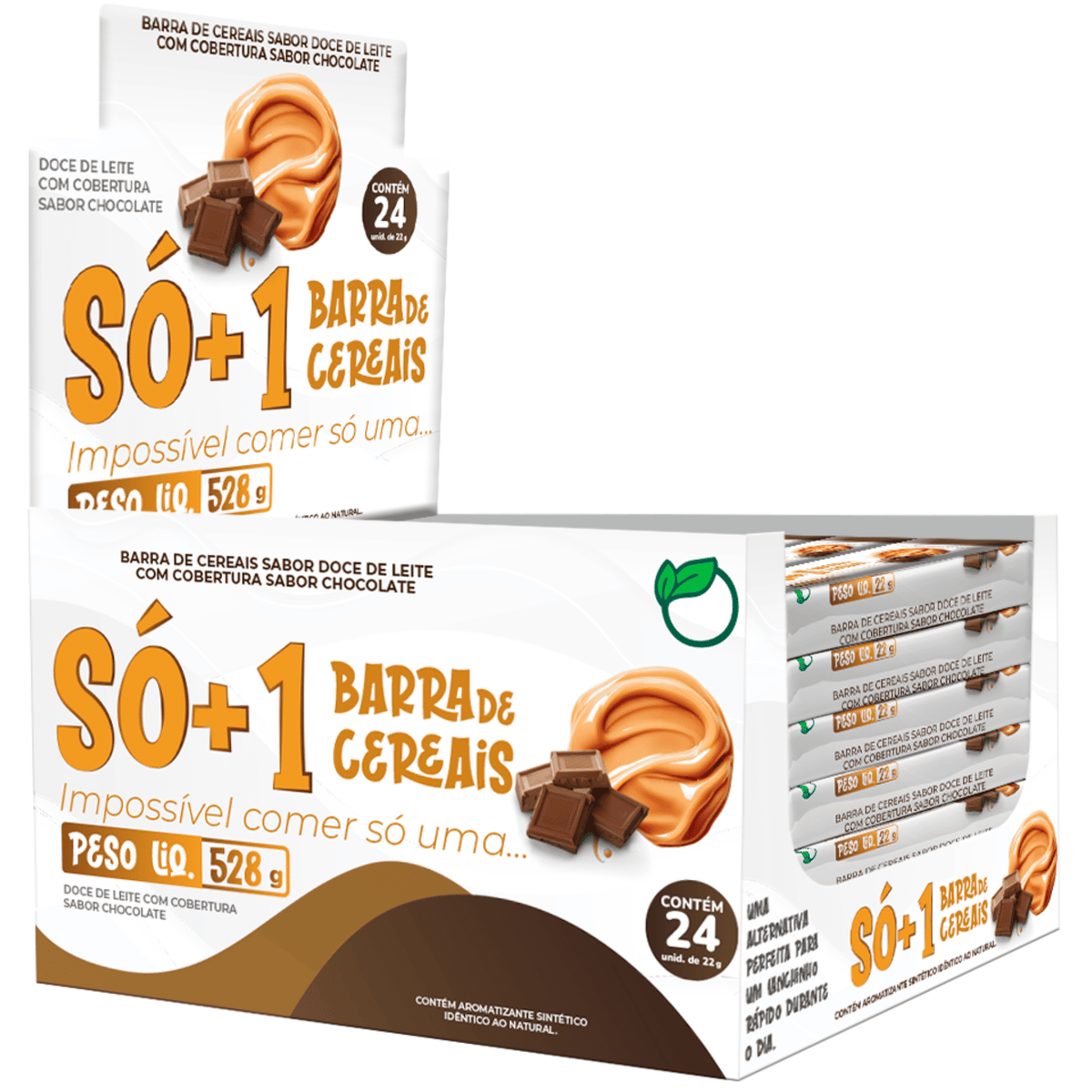 SÓ+1 Barrinha de Cereais Doce de Leite com Chocolate – Display 24 Unidades