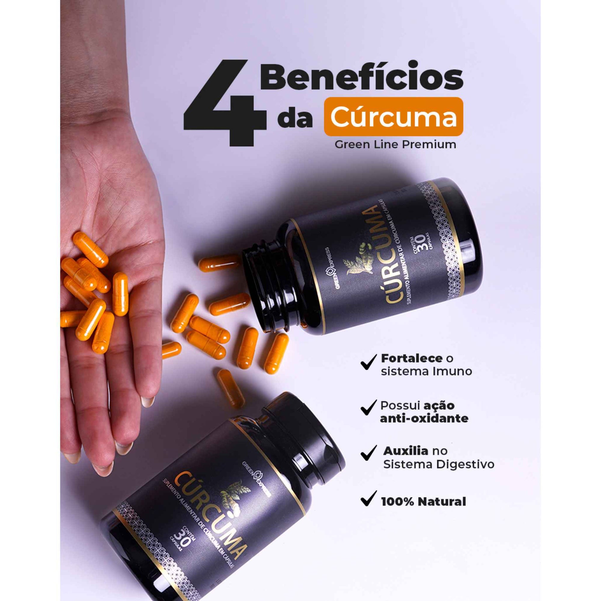 Cúrcuma Pura Green Line 60 cápsulas– Suporte Antioxidante e Bem-Estar Corporal