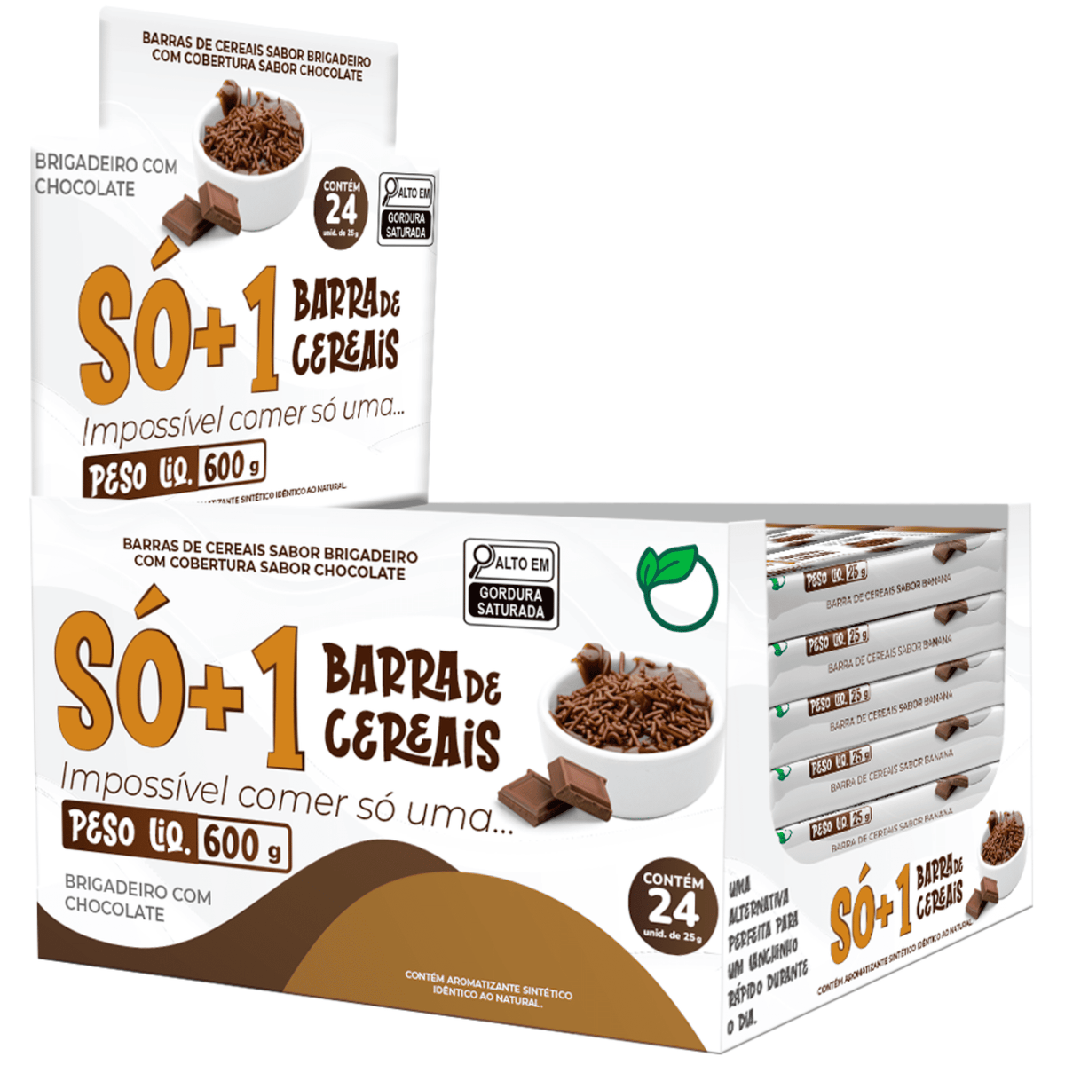 SÓ+1 Barrinha de Cereais Brigadeiro com Chocolate – Display 24 Unidades