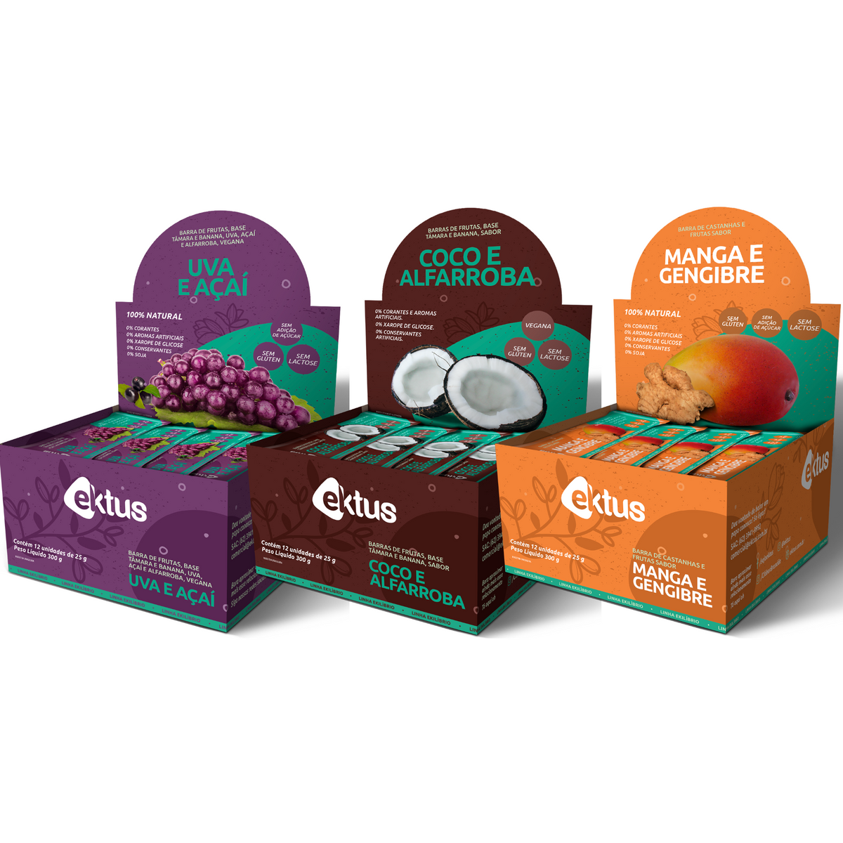 Barrinhas de Frutas Naturais Ektus – 3 Sabores