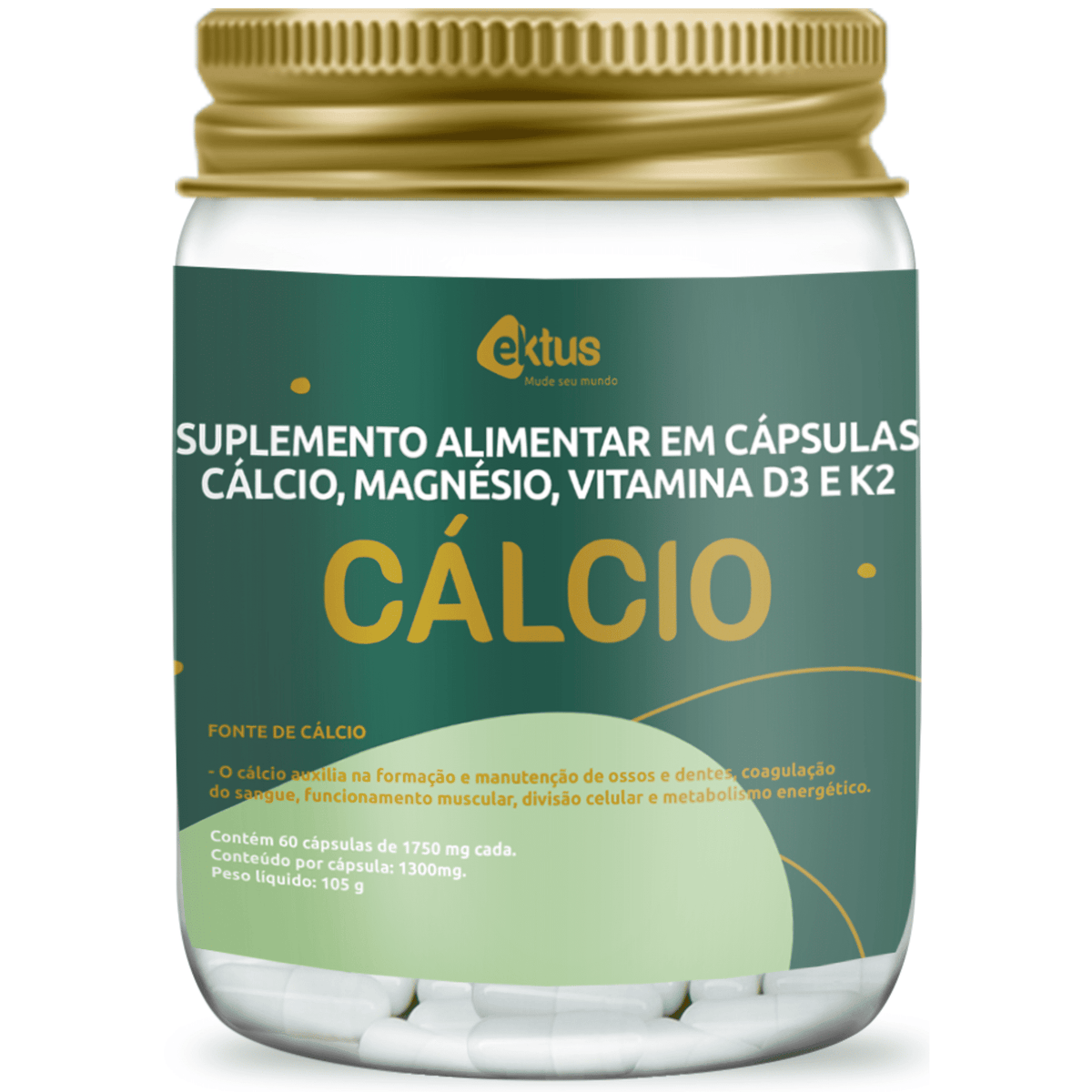 Cálcio Ektus – 60 cápsulas de 1750mg