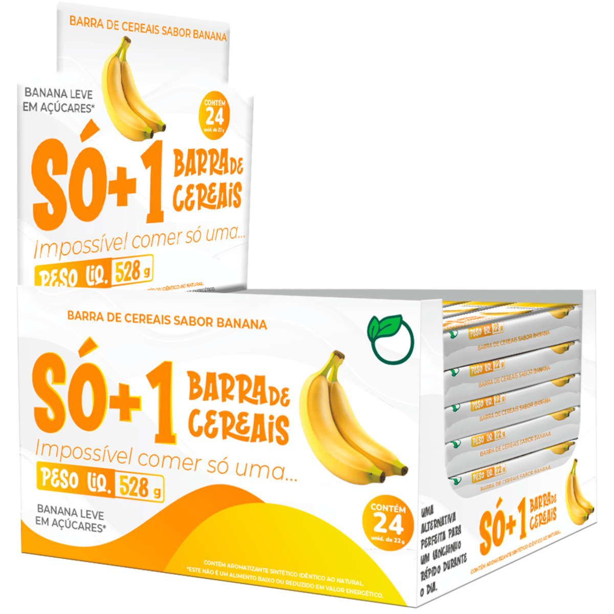 SÓ+1 Barrinha de Cereais Banana – Leve em Açúcares – Display 24 Unidades
