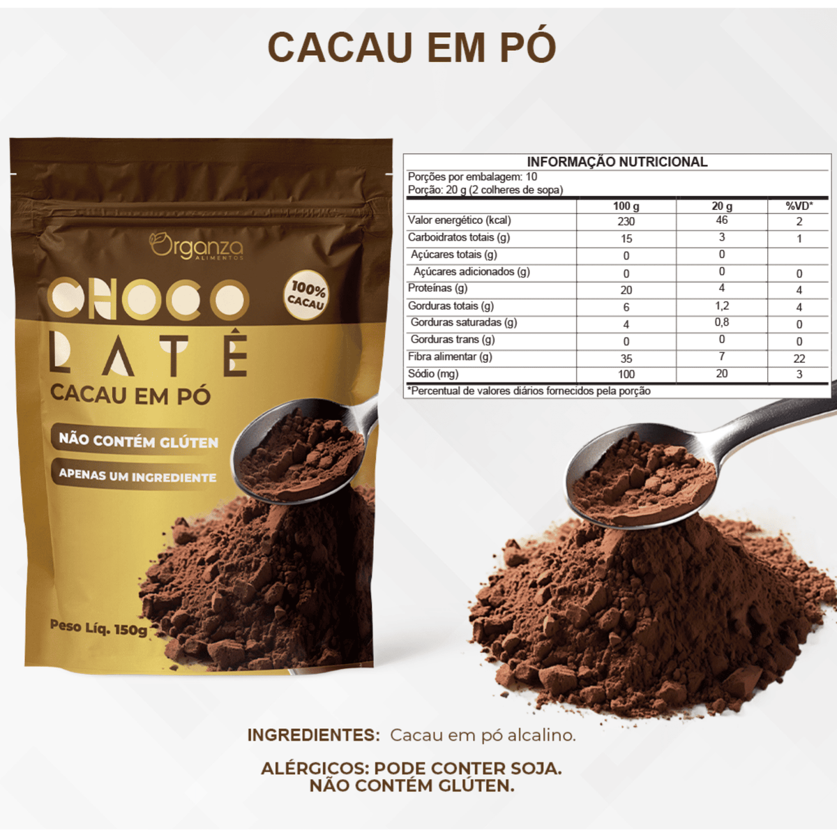 Cacau em Pó 100% Puro - 150gr