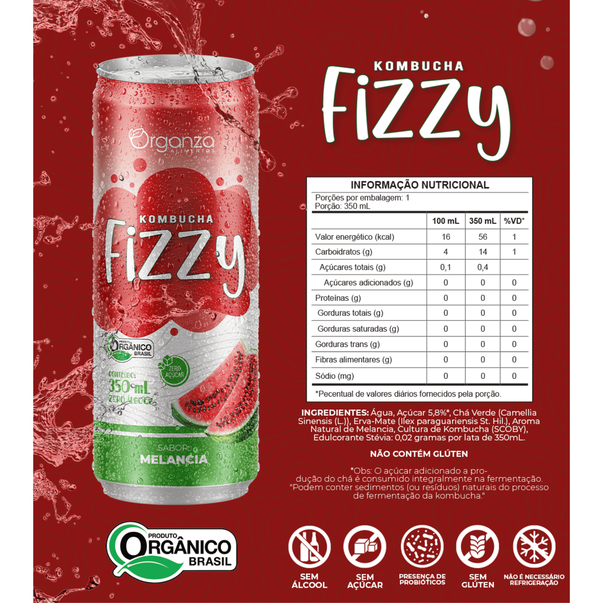 Kombucha Fizzy Melancia – 350ml
