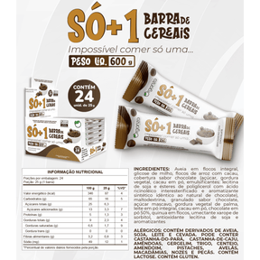 SÓ+1 Barrinha de Cereais Brigadeiro com Chocolate – Display 24 Unidades