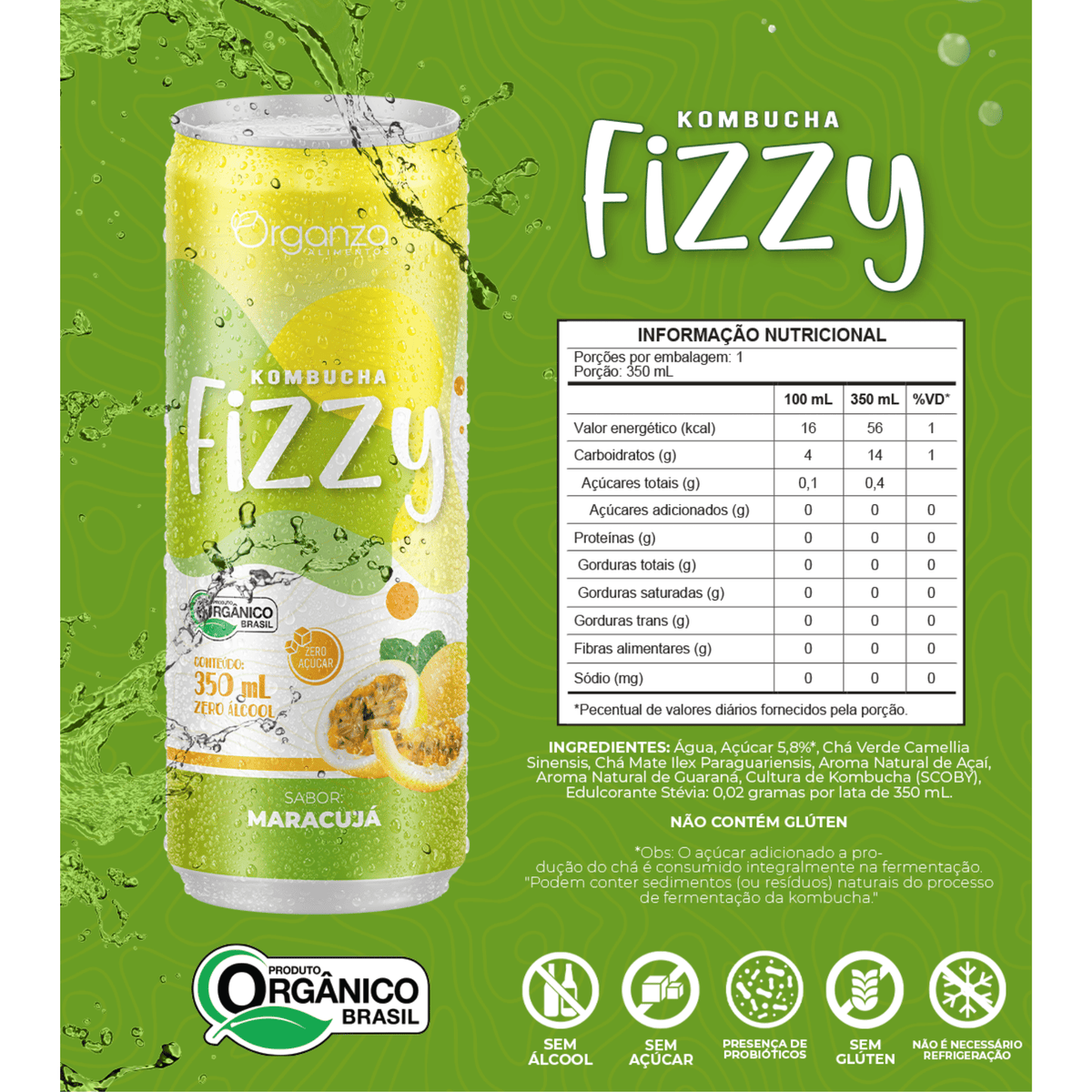 Kombucha Fizzy Maracujá - 350ml