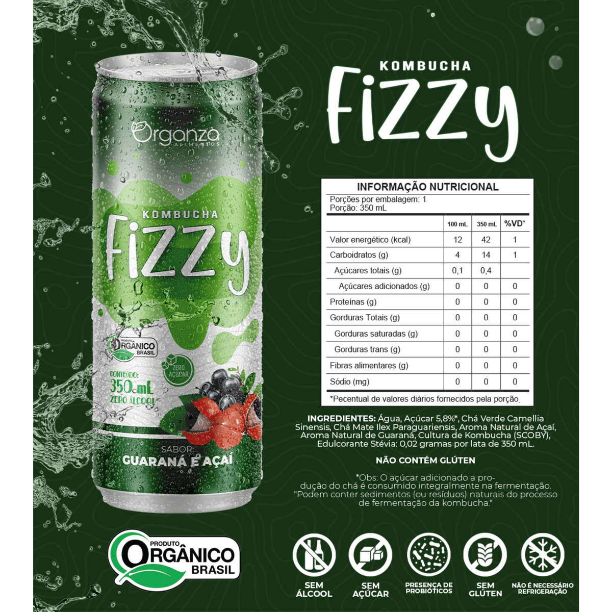 Kombucha Fizzy Guaraná & Açaí – 350ml