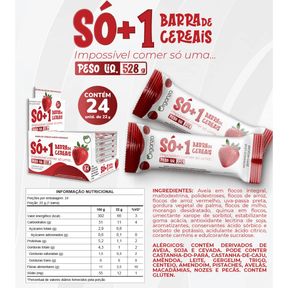 SÓ+1 Barrinha de Cereais Sabor Morango – Leve em Açúcares – Display 24 Unidades