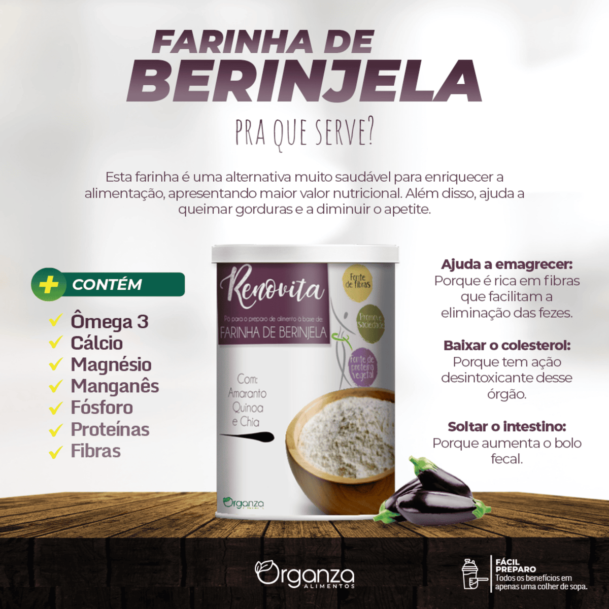 Renovita Farinha de Berinjela - 130gr