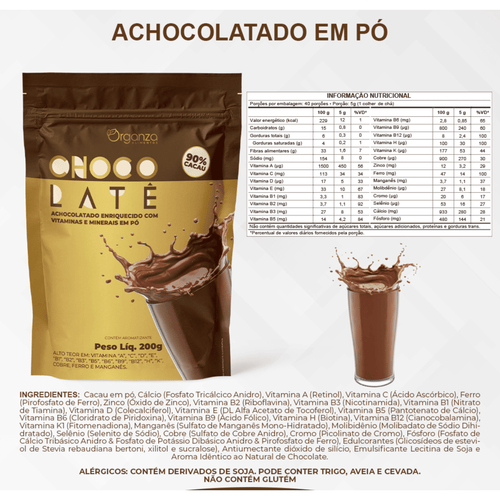 Achocolatado Zero Açúcar 200g – 90% Cacau com Sabor Intenso