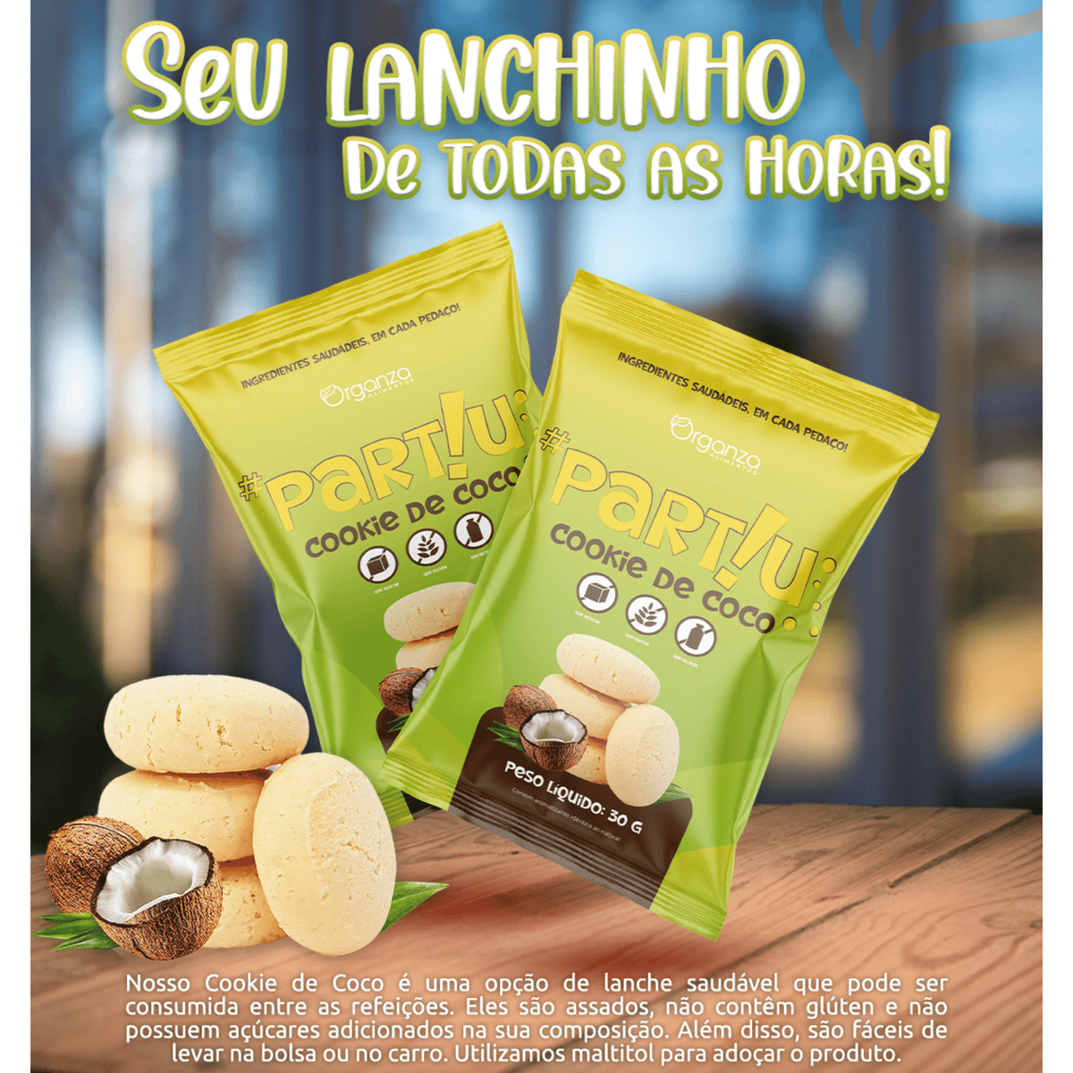 Cookie de Coco Partiu - 30gr c/ 14 unidades