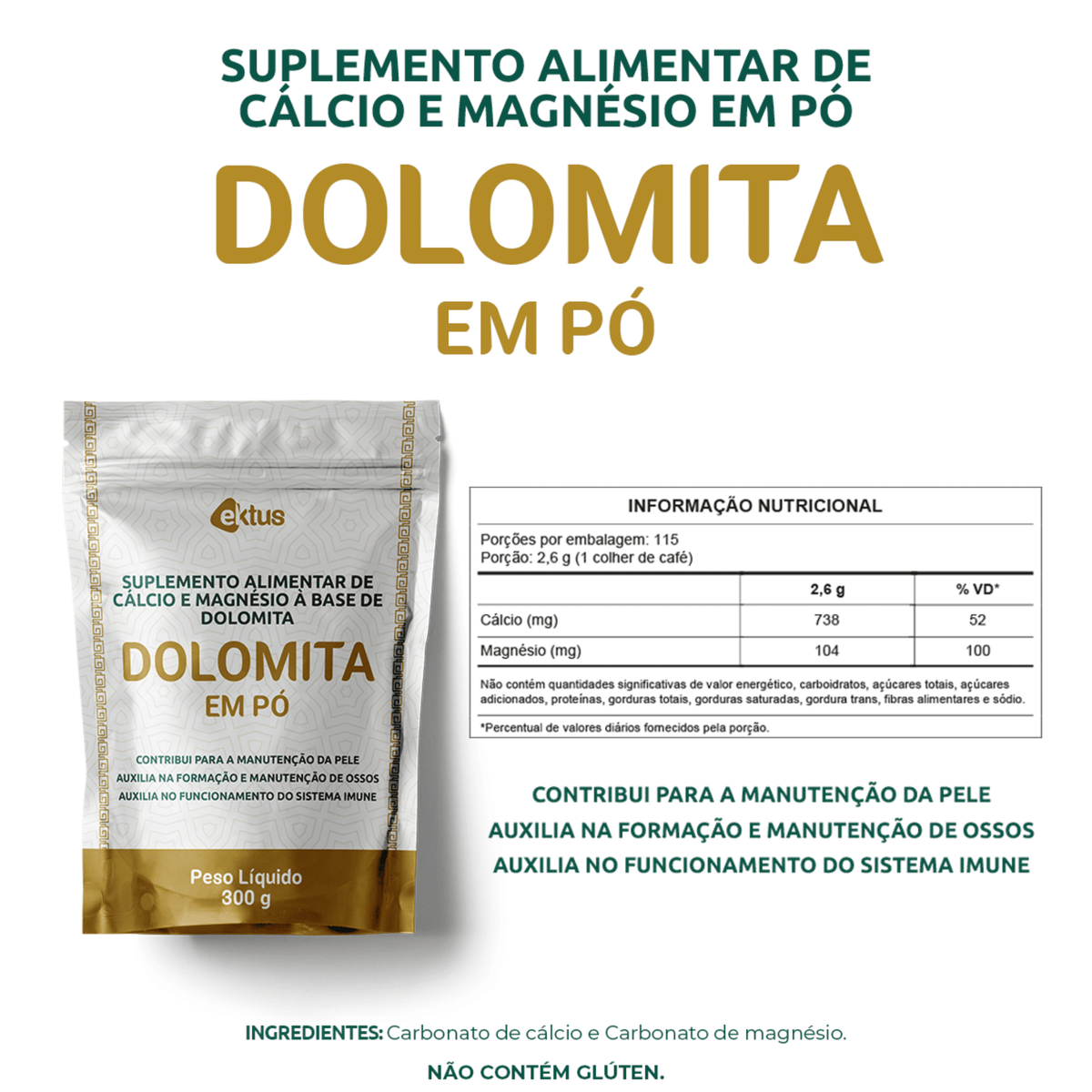Dolomita Suplemento em Pó - 300gr