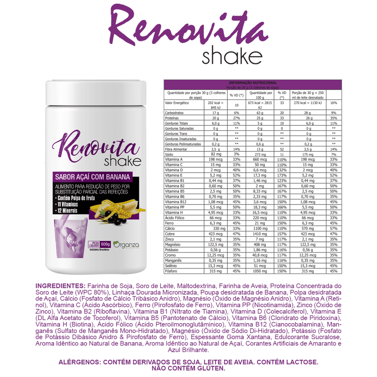 Renovita Shake Açaí com Banana - 600gr