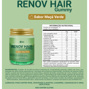 Renov Hair Gummy – Sabor Maçã Verde - 60 cápsulas