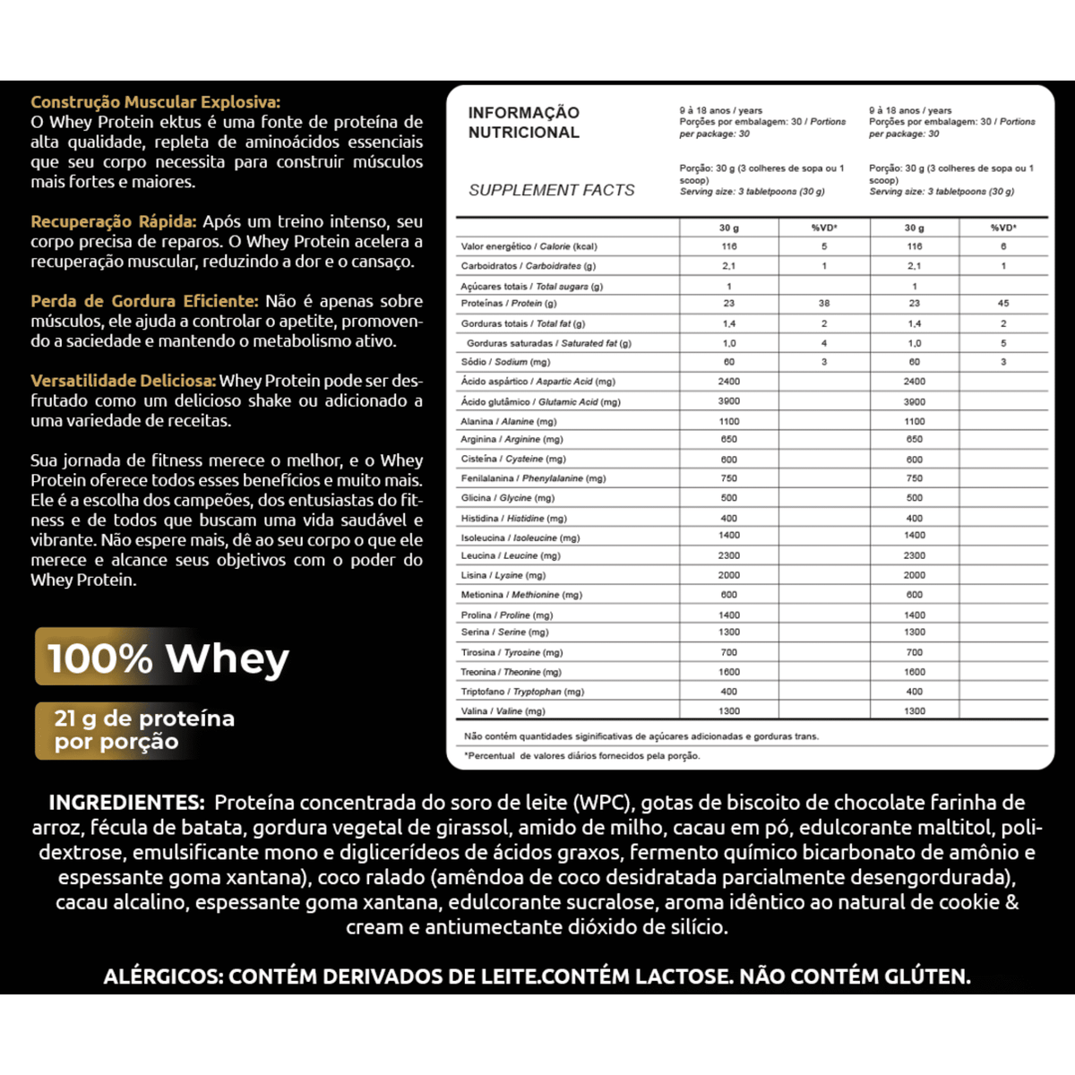 Whey Protein Cookies & Cream –  900gr