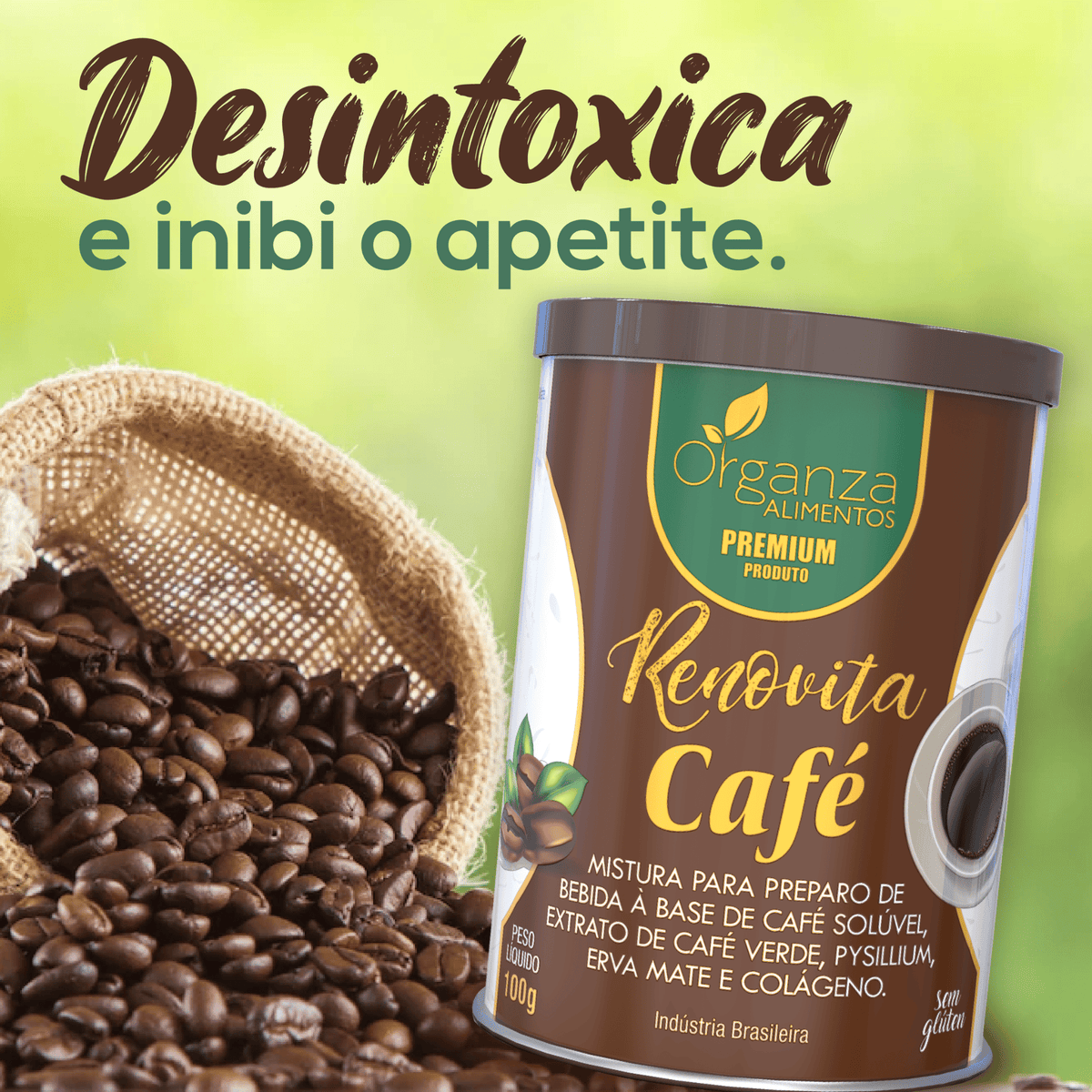 Renovita Café 100gr– Café Solúvel com Psyllium, Erva-Mate e Colágeno
