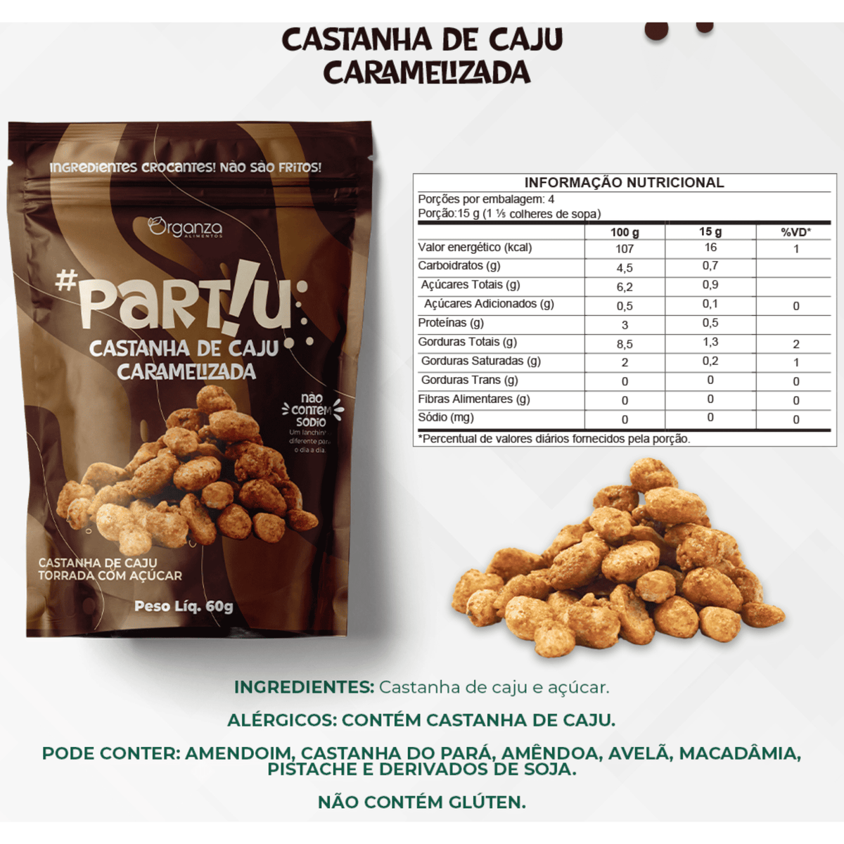 Castanha de Caju Caramelizada - 60gr