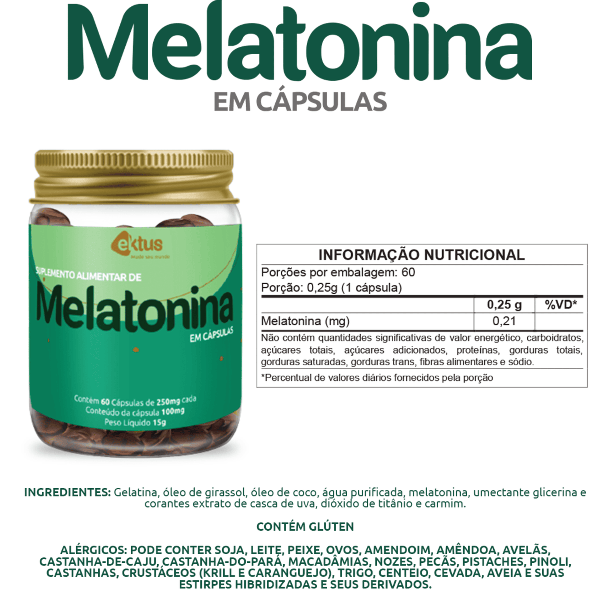 Melatonina Ektus – 60 cápsulas