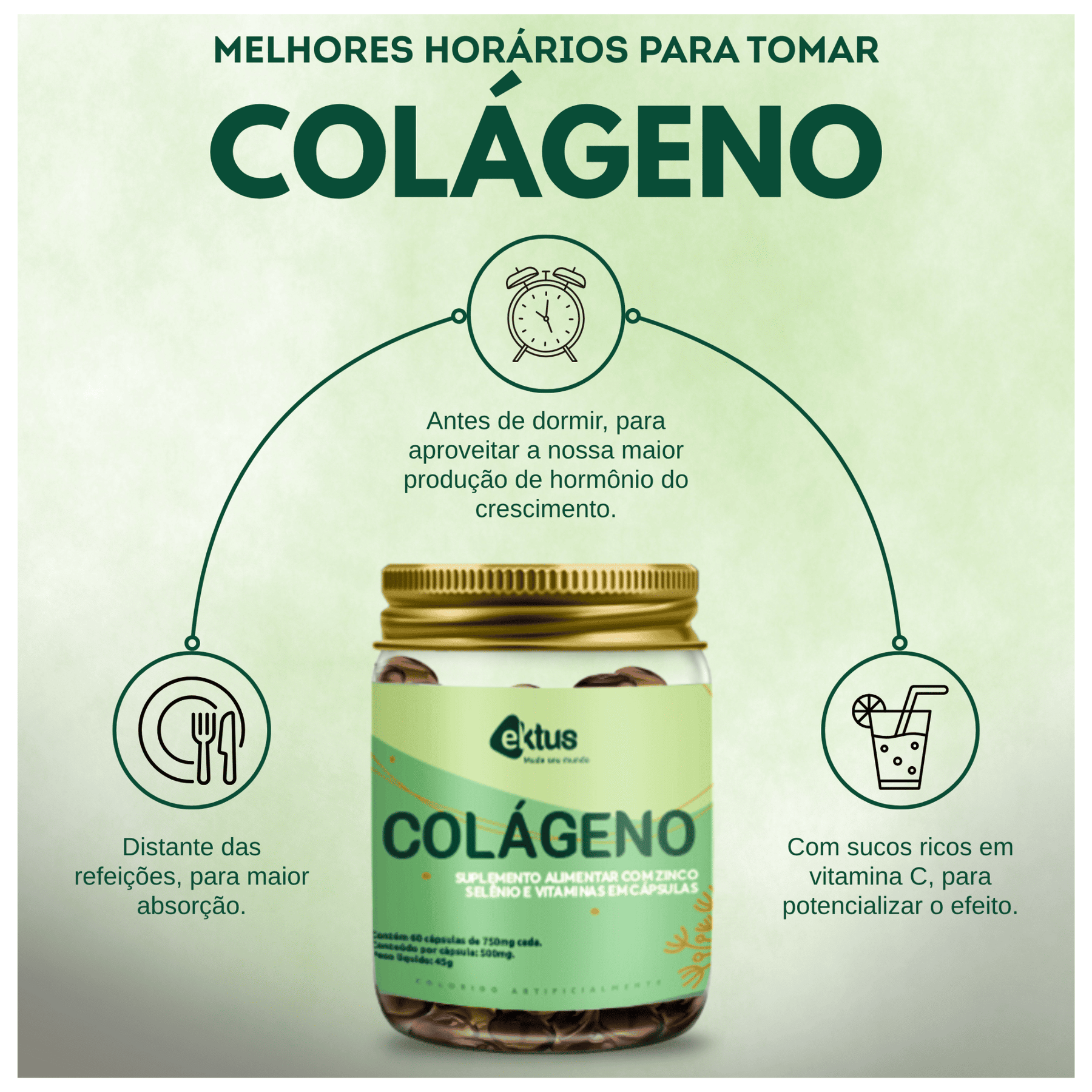 Colágeno com Vitaminas Ektus – 60 cápsulas