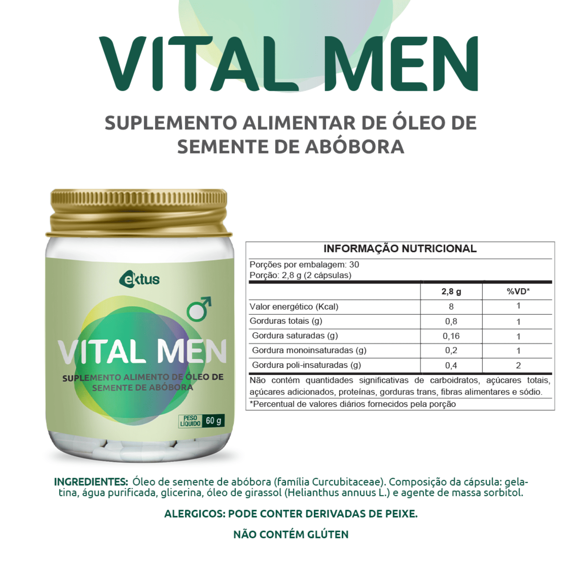 Vital Men 60 Cápsulas – Suplemento Masculino com Vitaminas e Minerais