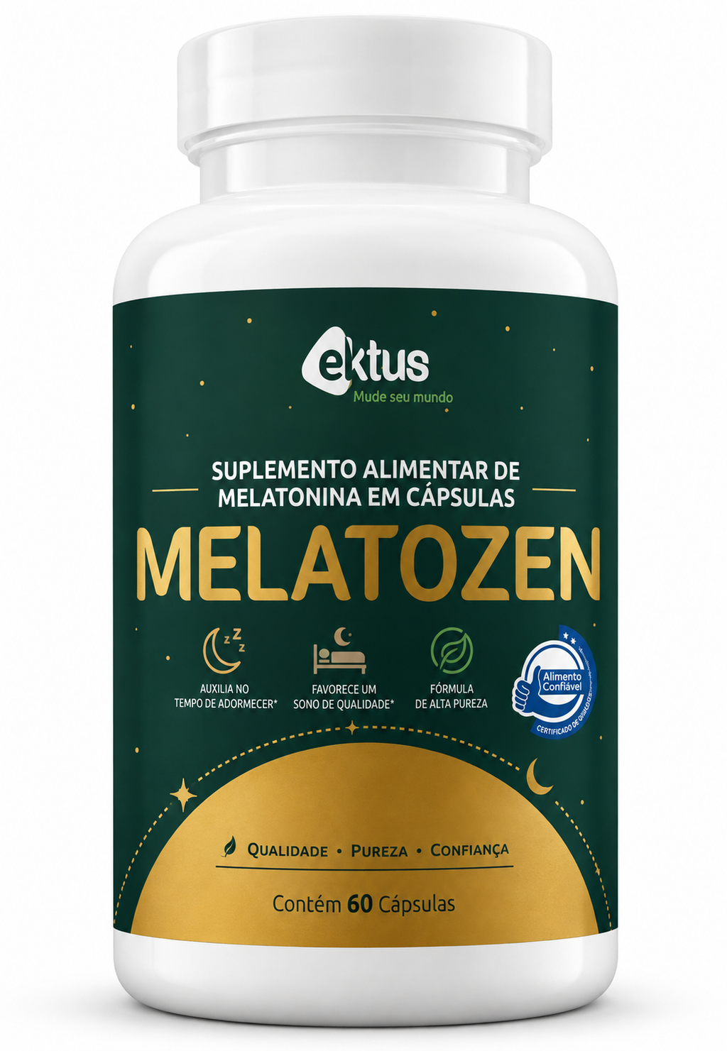 Melatozen 60 Cápsulas (Ektus) – Melatonina, Triptofano e Vitaminas para um Sono Profundo e Reparador (Ektus)