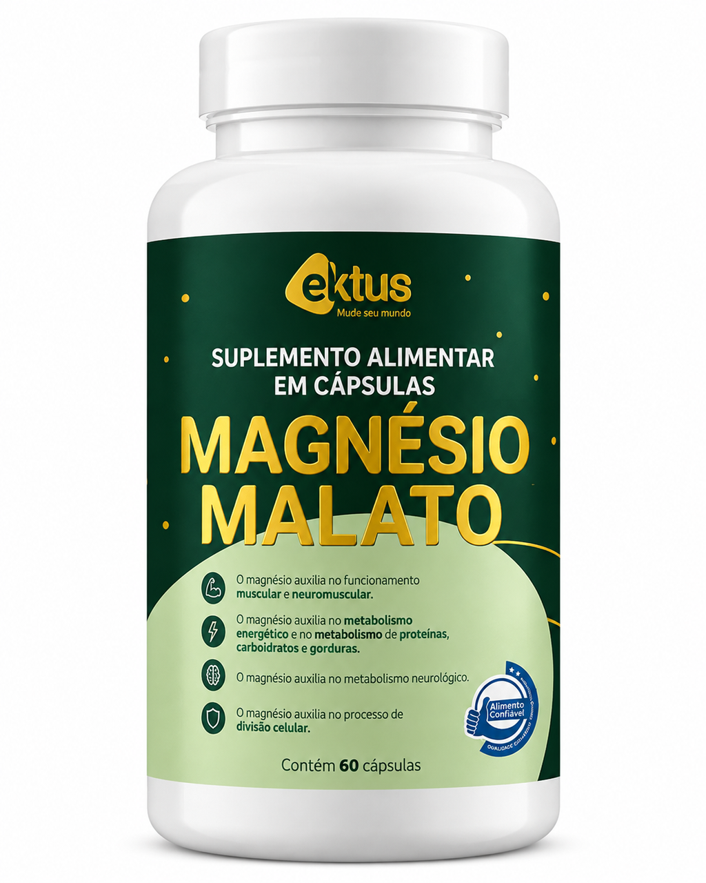Magnésio Malato 60 Cápsulas (Ektus) – Energia, Performance Muscular e Metabolismo (Ektus)