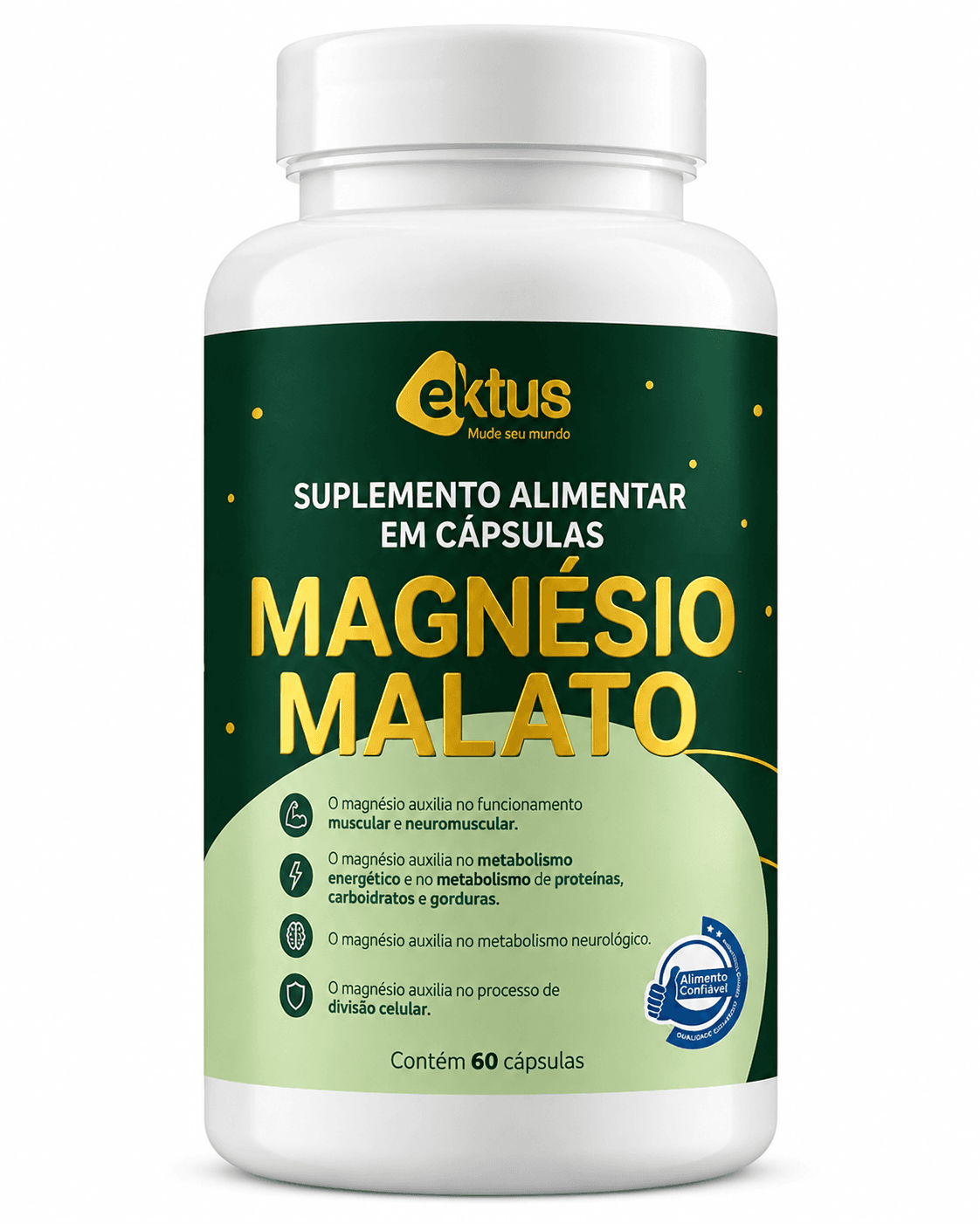 Magnésio Malato Ektus 60 Cápsulas – Suplemento Alimentar