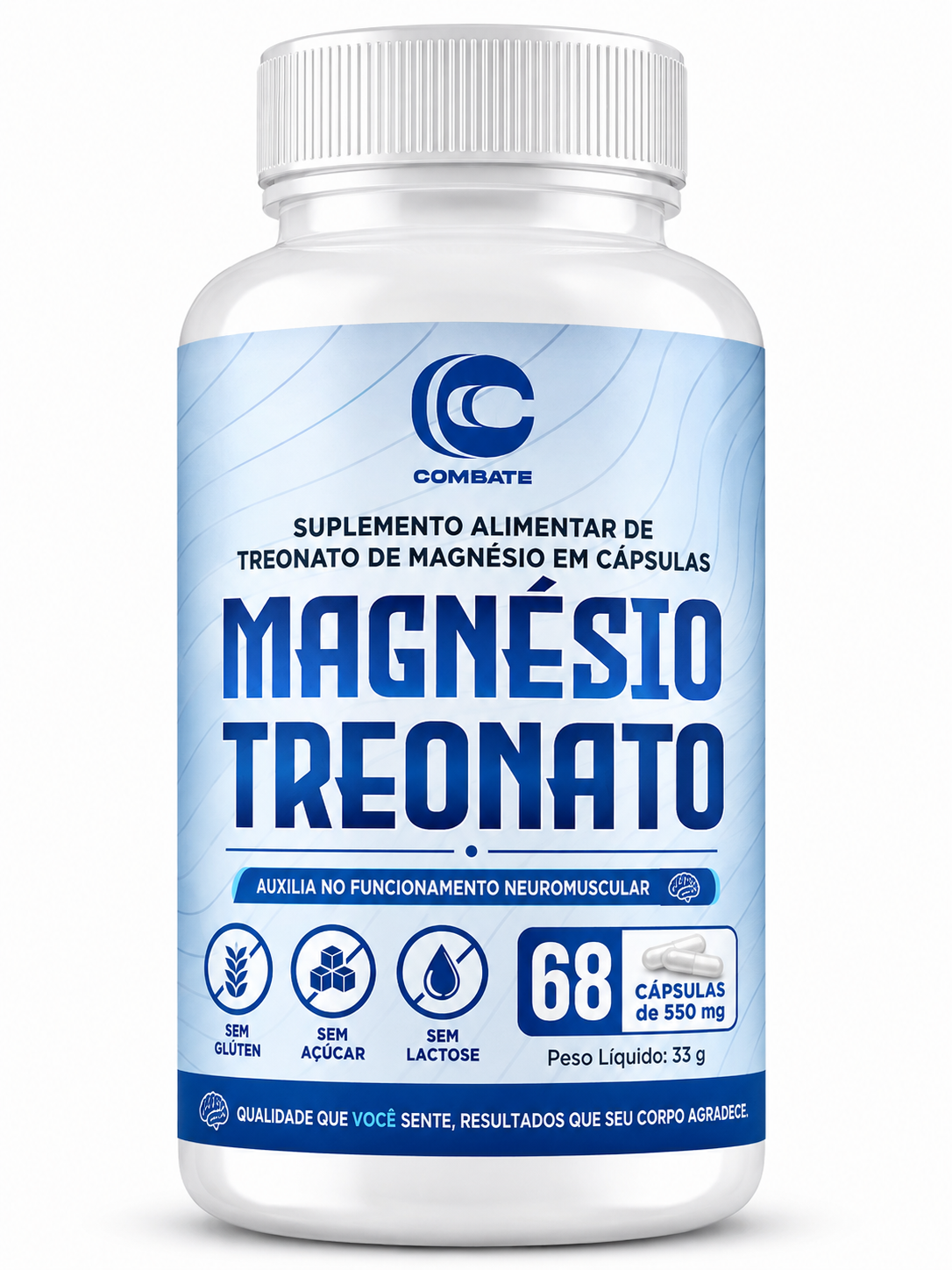 Magnésio Treonato 60 Cápsulas (Combate) – Memória, Sono Reparador e Foco Mental (Vitadrop)