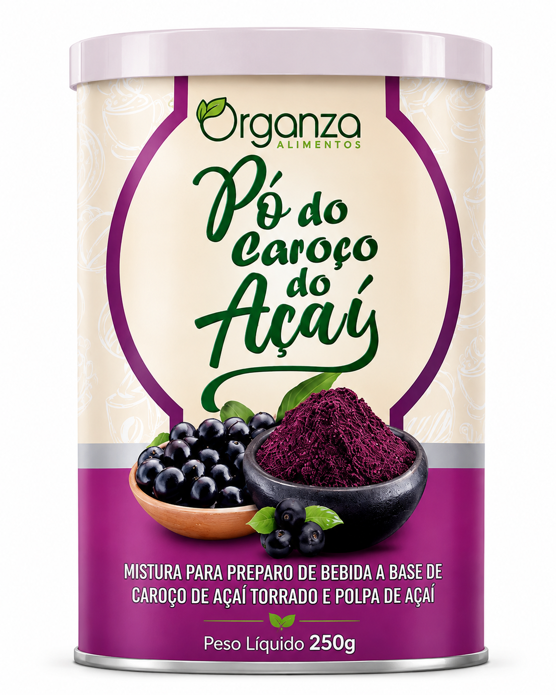 Pó do Caroço do Açaí 250g (Organza) – O "Café" Sem Cafeína, Colesterol e Glicemia (Vitadrop)