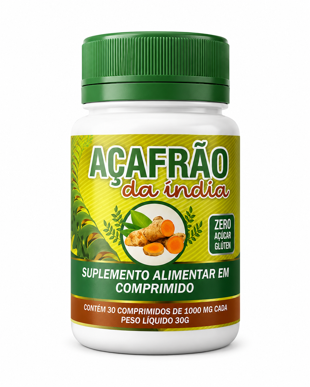 Açafrão da Índia (Cúrcuma) 1000mg – Suplemento Anti-inflamatório e Antioxidante Natural (30 Comprimidos)