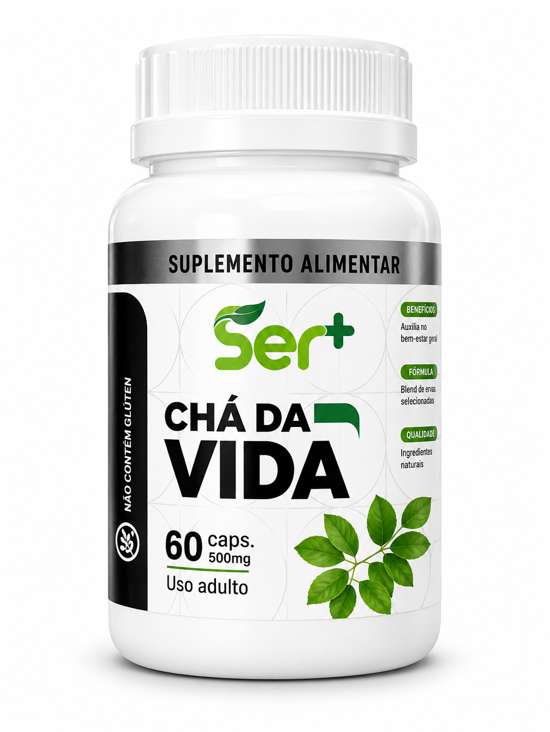 Ser+ Chá da Vida (500mg) – Suplemento Natural para Vitalidade e Equilíbrio Diário (60 Cápsulas)