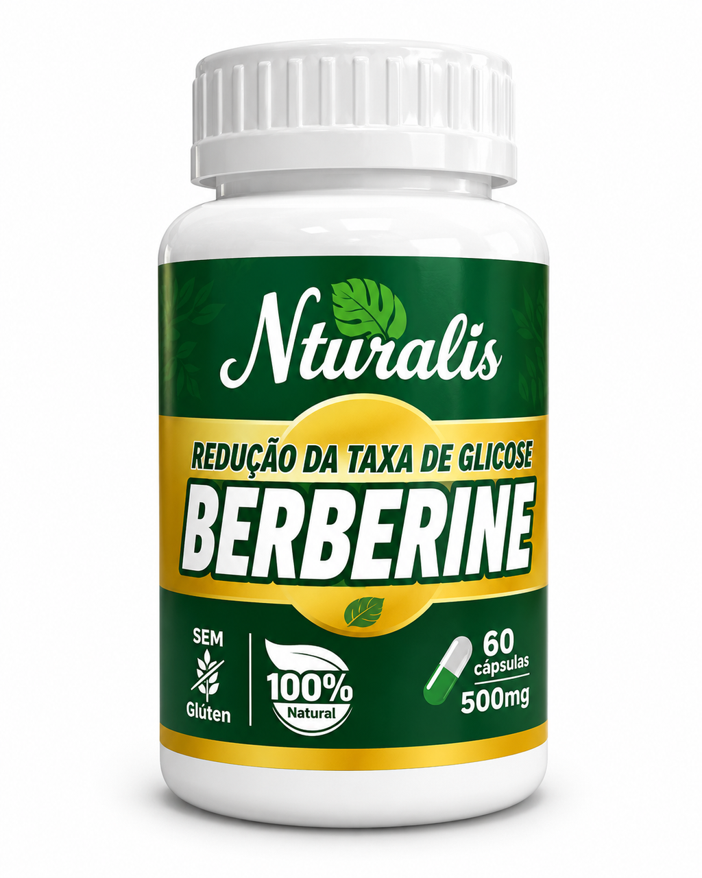 Berberine Naturalis 500mg – Suplemento 100% Natural para Auxílio no Controle da Glicose (60 Cápsulas)
