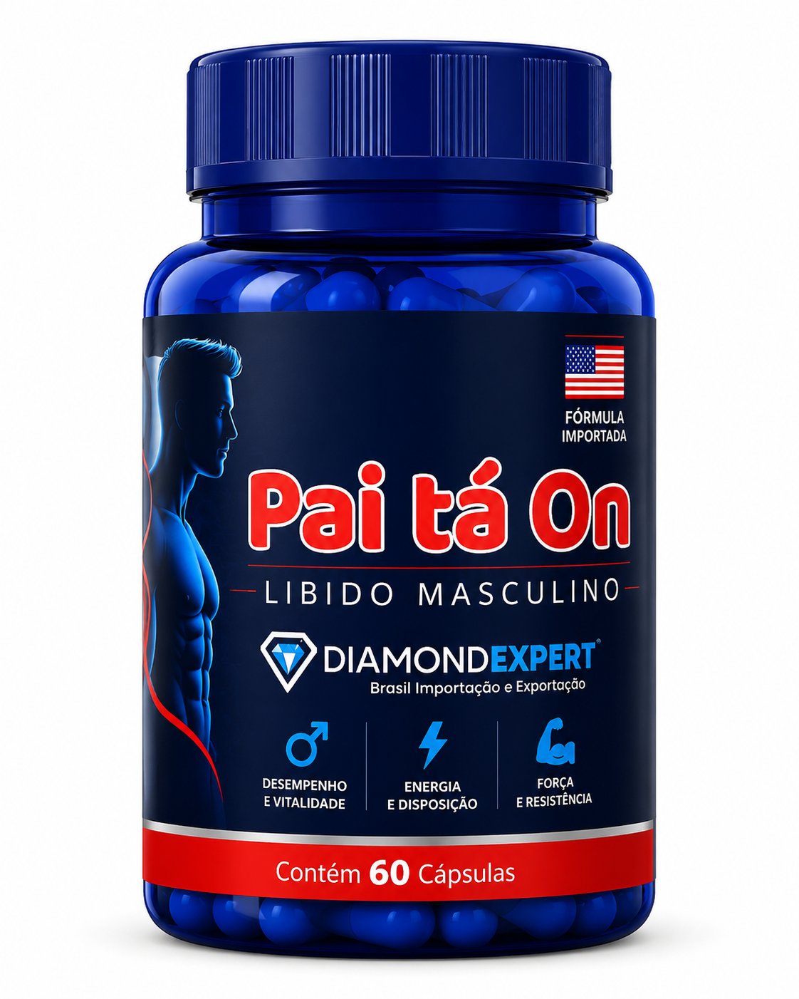 Pai tá On Diamond Expert 60 Cápsulas – Estimulante Masculino para Libido, Performance e Energia