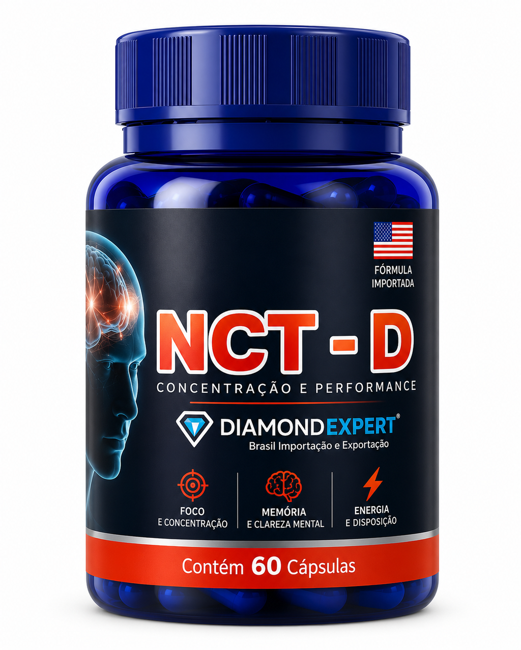NZT-D Diamond Expert 60 Cápsulas – Nootrópico de Alta Performance para Foco, Memória e Energia Mental
