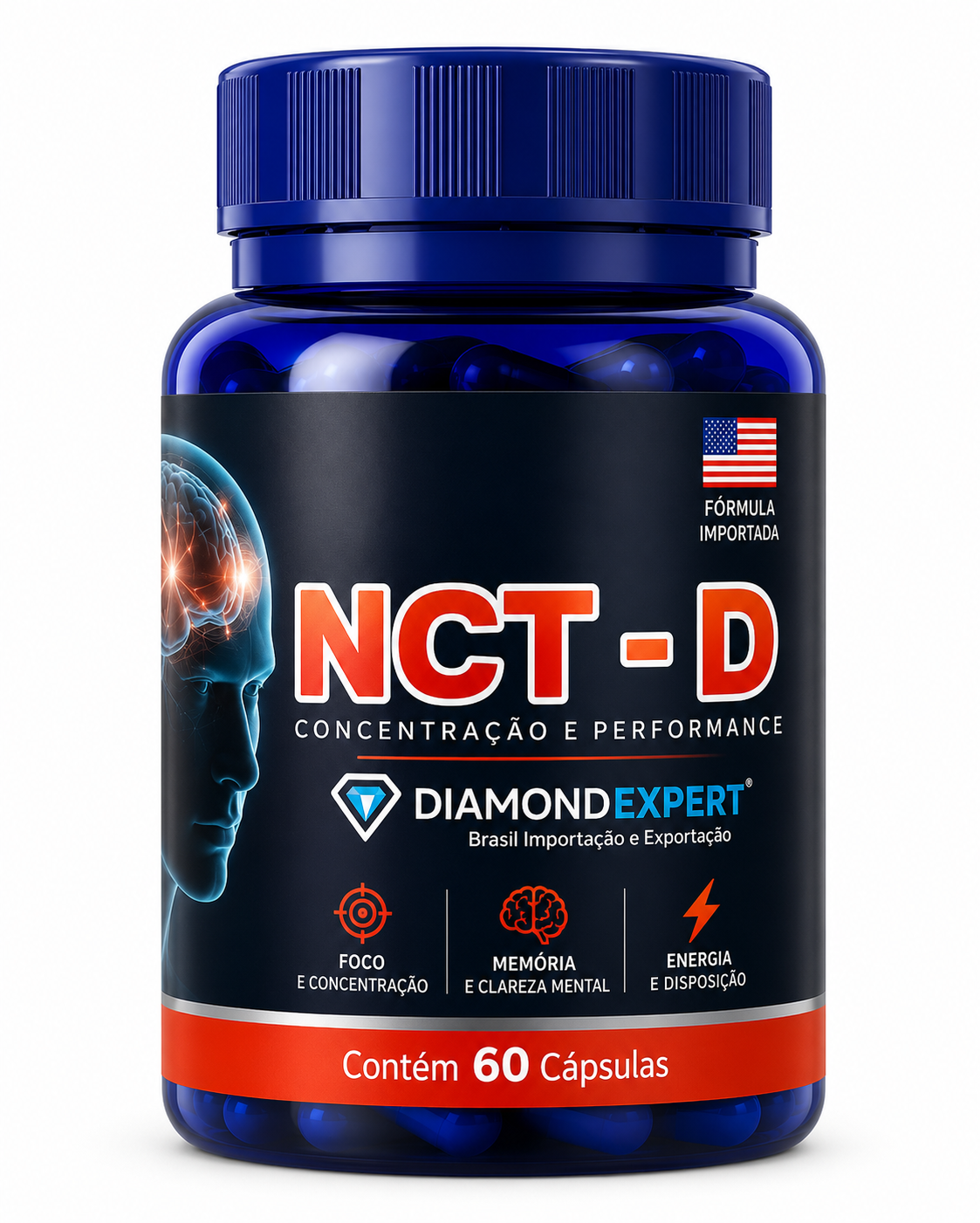 NZT-D Diamond Expert 60 Cápsulas – Nootrópico de Alta Performance para Foco, Memória e Energia Mental