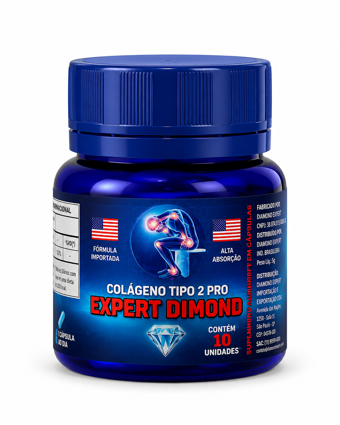 Expert Dimond Colágeno Tipo 2 Pro 10 cápsulas – Suporte Avançado para Regeneração de Cartilagem e Flexibilidade Articular