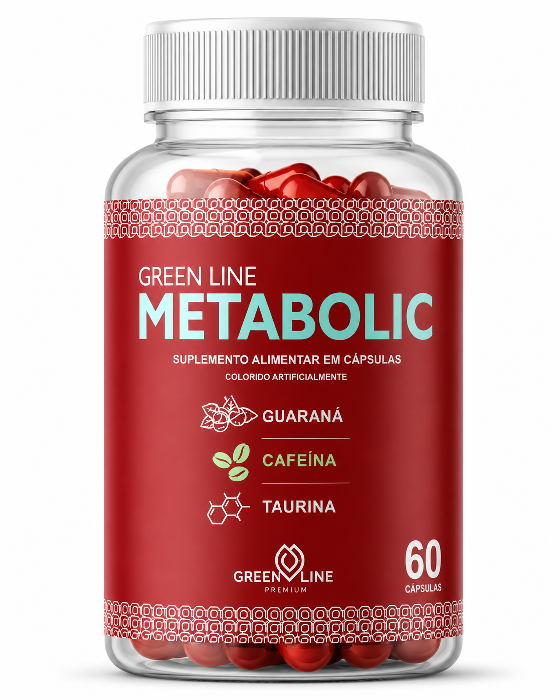 Metabolic Green Line 60 Cápsulas – Termogênico 100% Natural com Guaraná, Cafeína e Taurina para Energia e Queima de Gordura